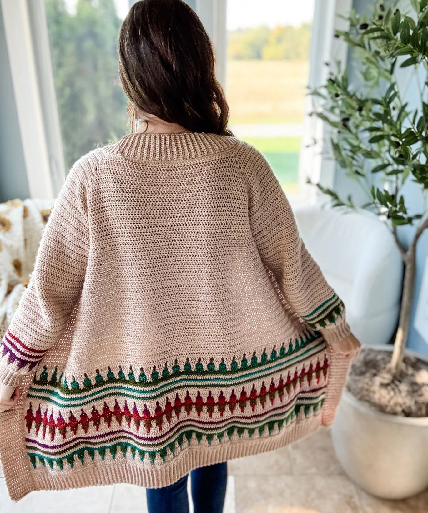 Autumn's Charm Mosaic Duster Length Cardigan - Image 10