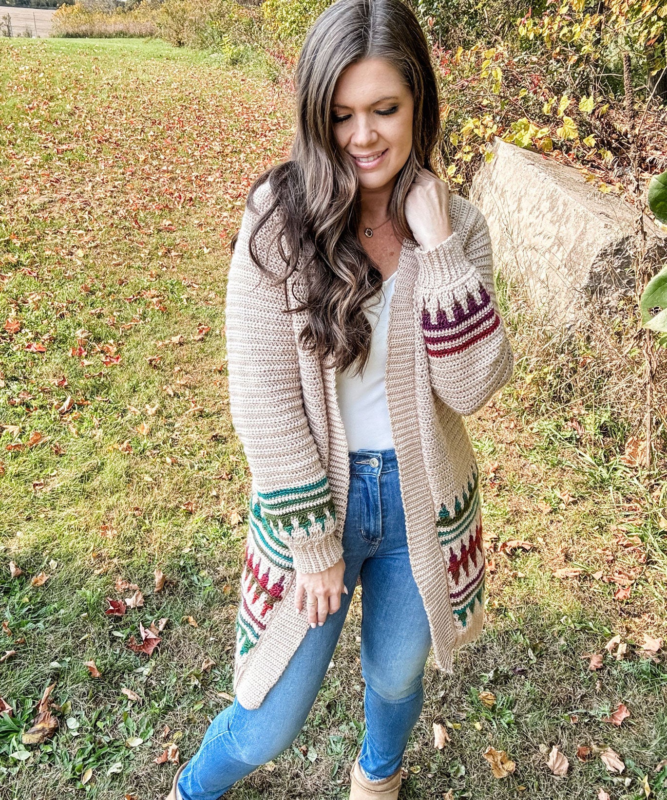 Autumn's Charm Mosaic Duster Length Cardigan - Image 4