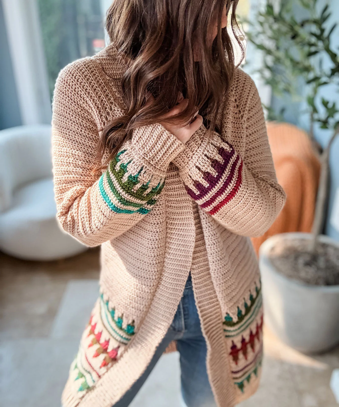 Autumn's Charm Mosaic Duster Length Cardigan - Image 5