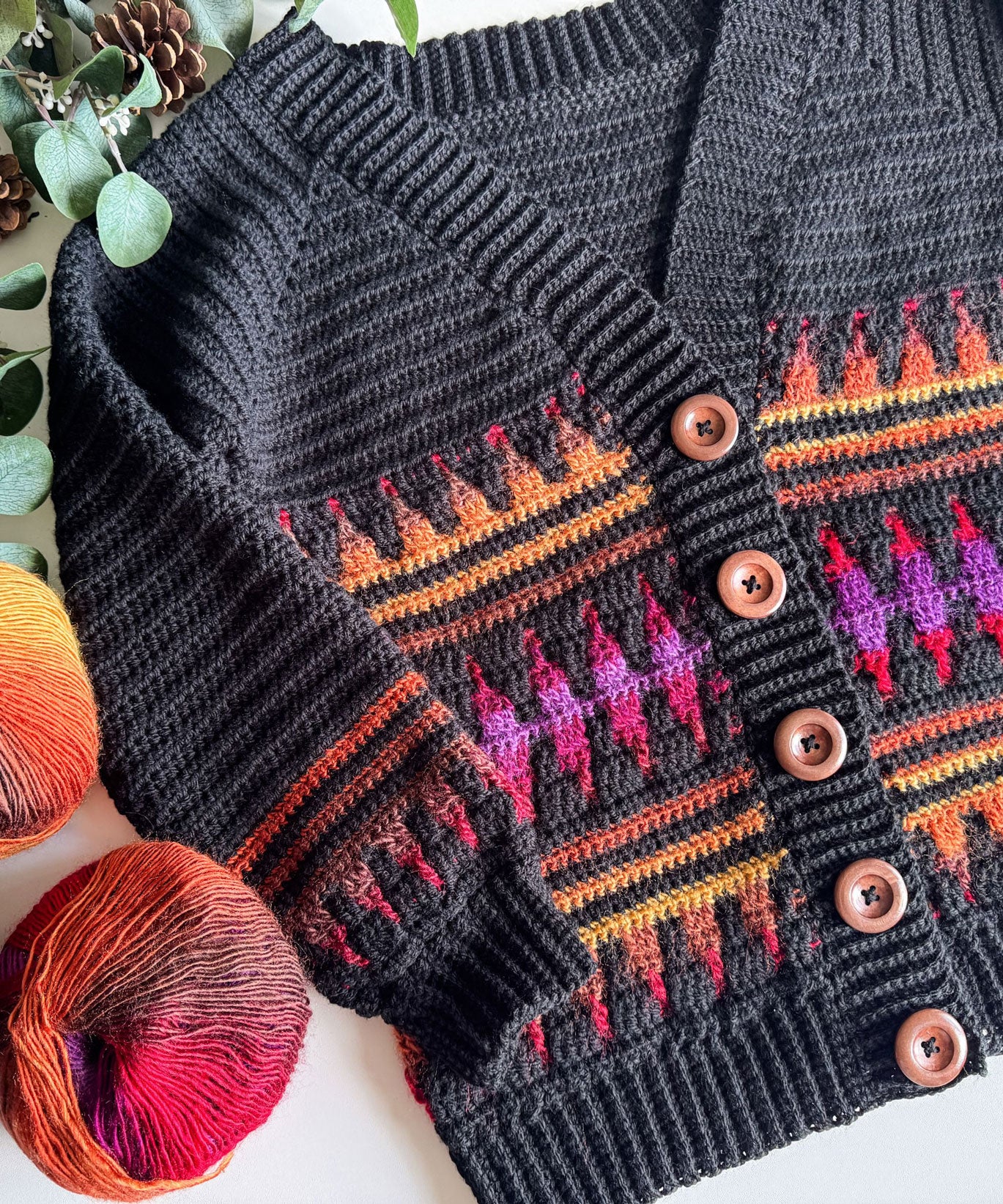 Autumn's Charm Mosaic Hip Length Cardigan - Image 3