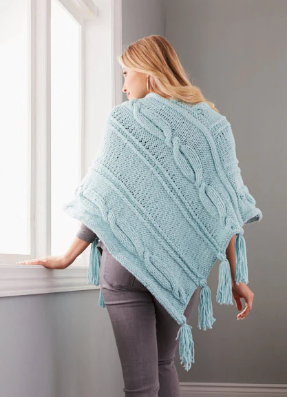 Cabled Panels Poncho - Image 5