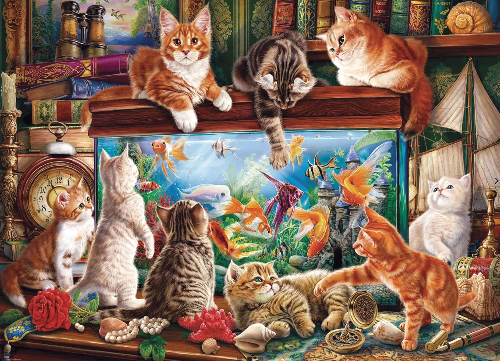 Cats by the Aquarium Jigsaw Puzzle