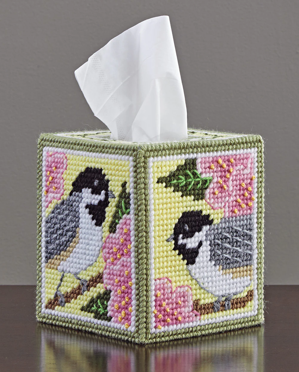Chickadee and Apple Blossom Plastic Canvas Ensemble - Image 3