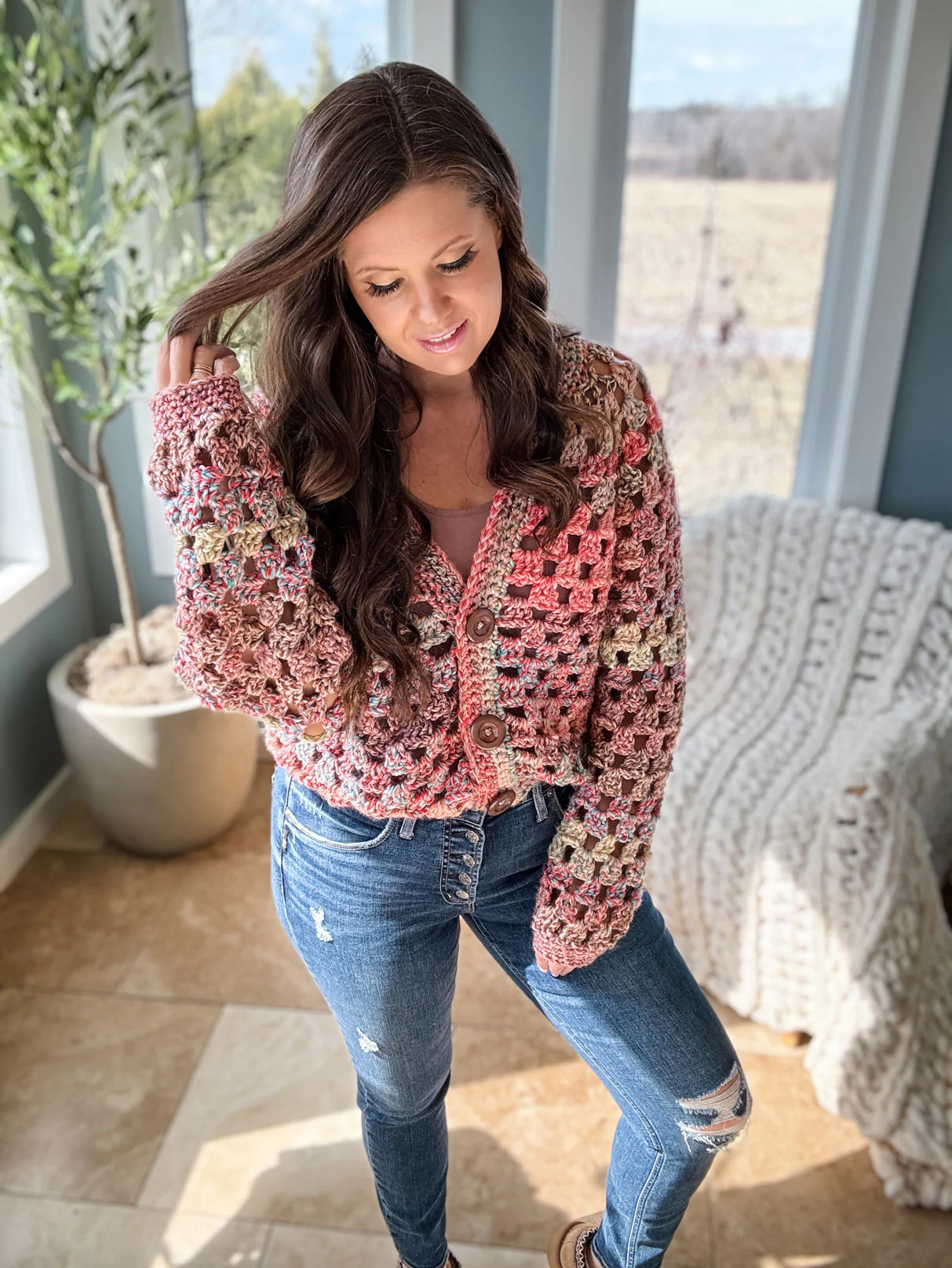 Chunky Granny Crochet Cardigan - Image 2