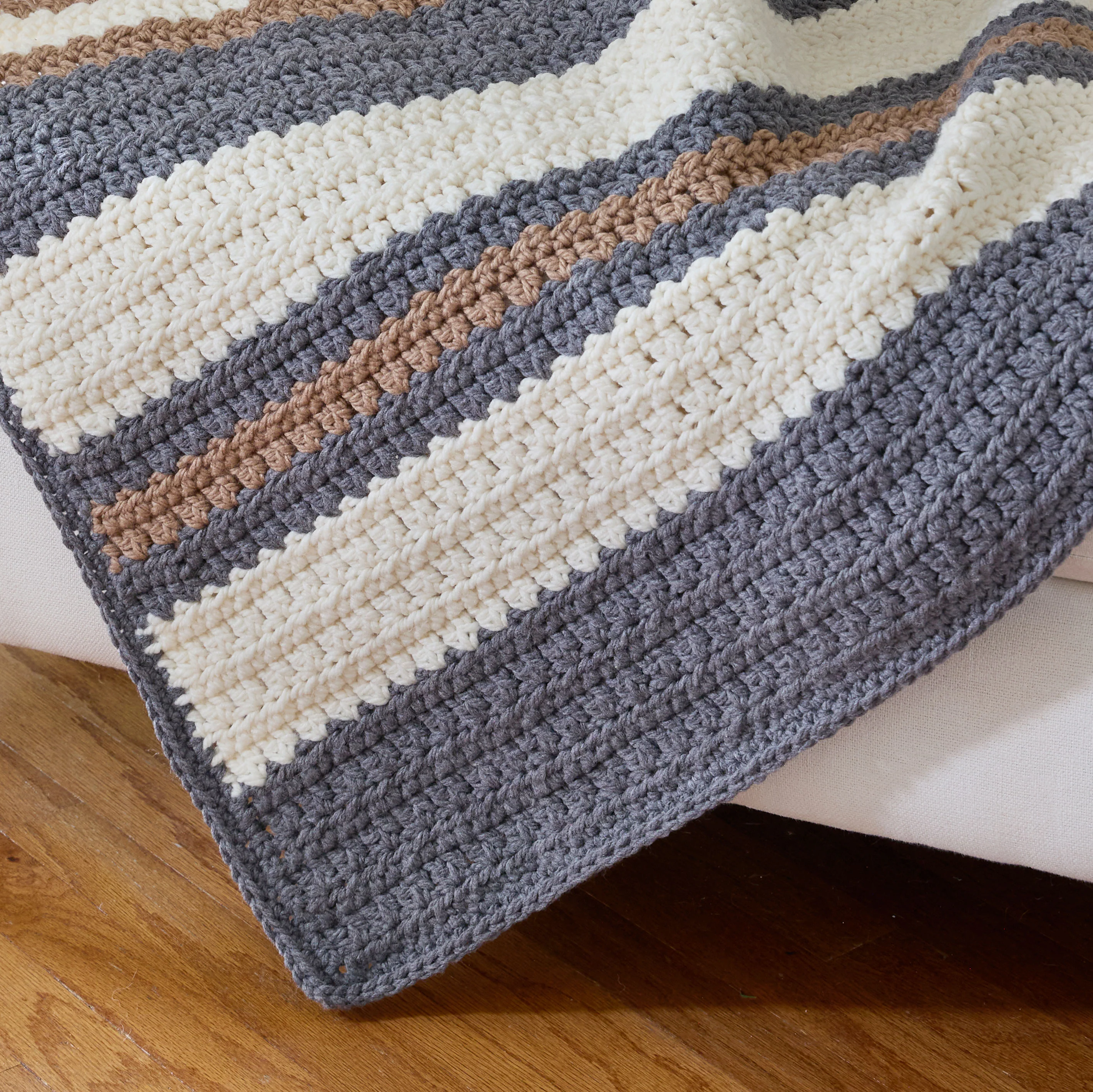 Chunky Stripes Crochet Blanket - Image 3