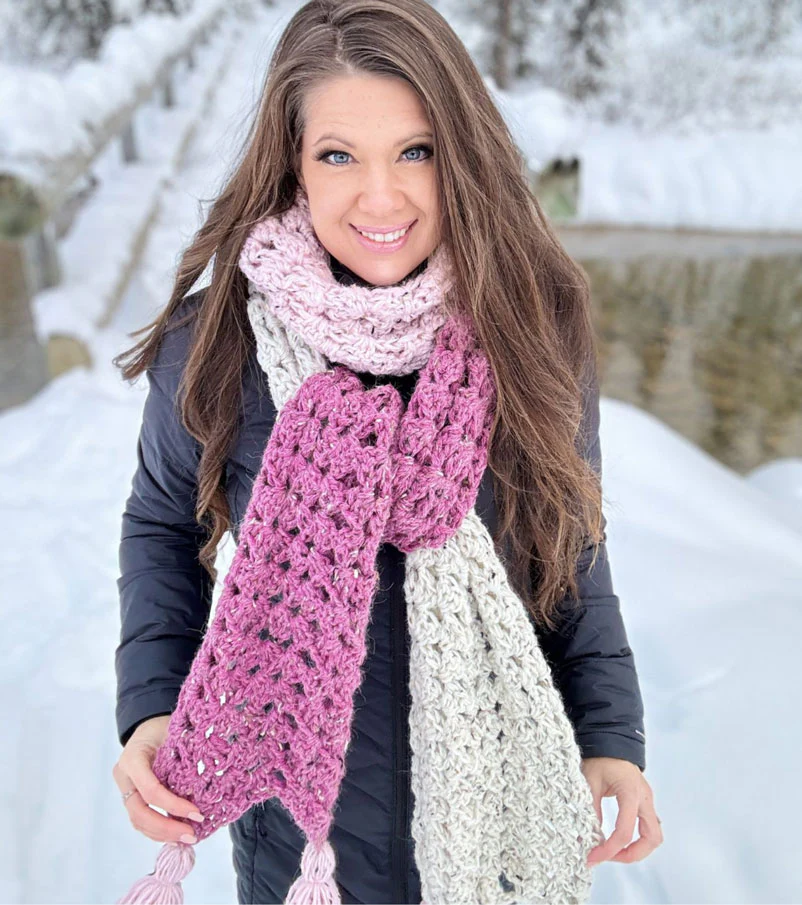 Colour Block Granny Crochet Scarf - Image 2