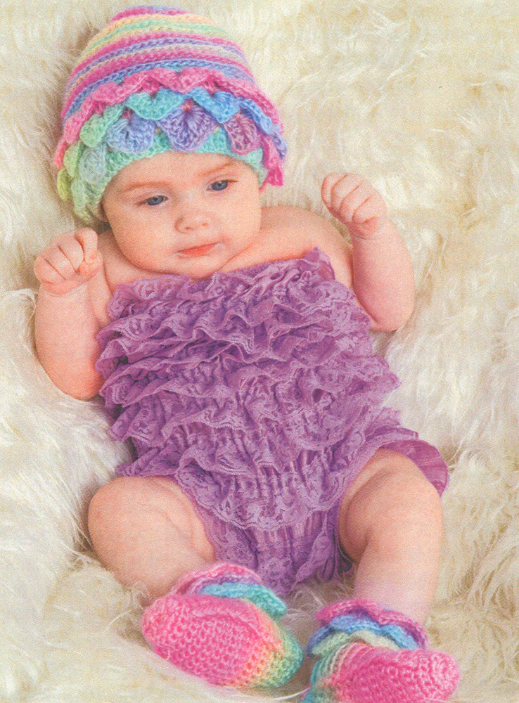 Crocodile Ruffle Hat & Booties Pattern