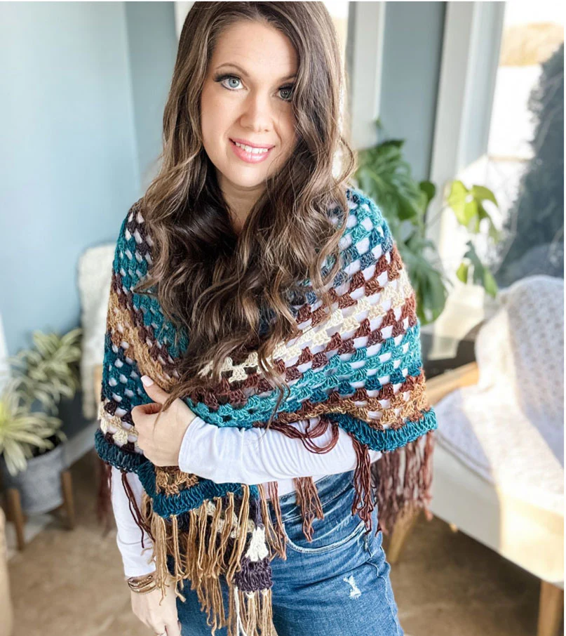 Feathered Fall Crochet Shawl - Image 3