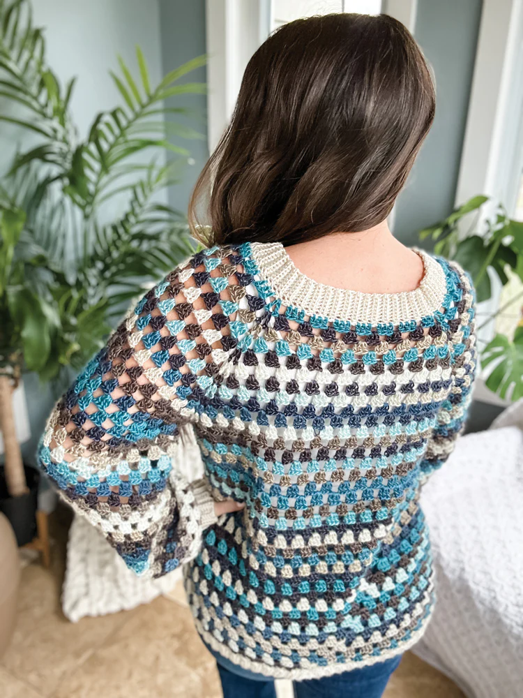 Granny Pop Crochet Pullover Sweater - Image 2