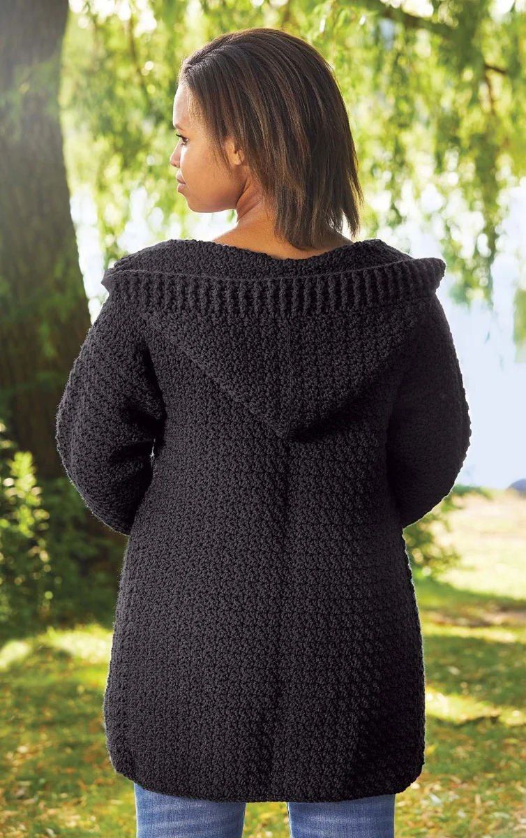 Hooded Crocheted Cardigan – Cozy & Casual | Mary Maxim - Image 4