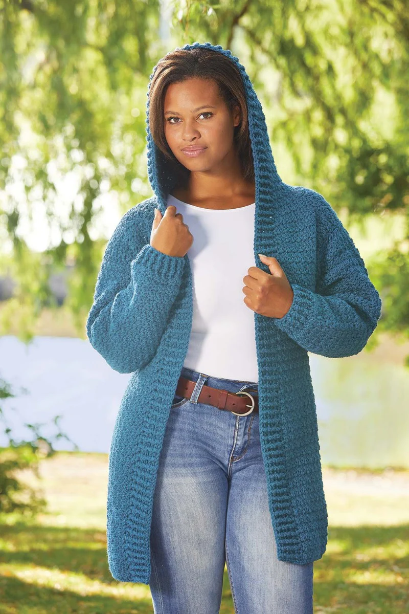 Hooded Crocheted Cardigan – Cozy & Casual | Mary Maxim - Image 5