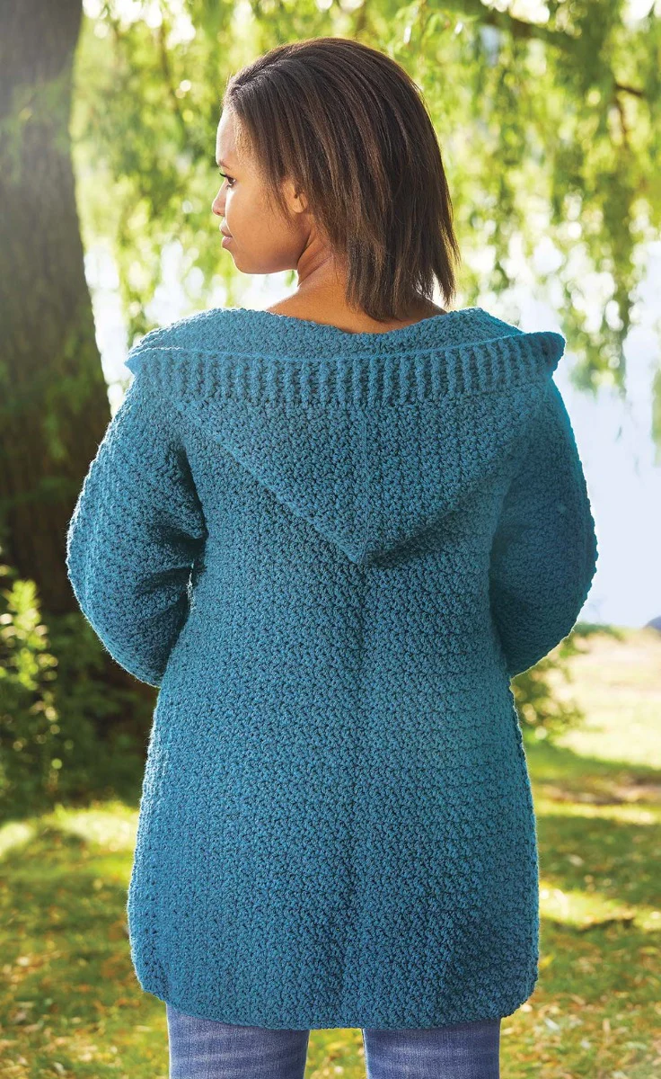 Hooded Crocheted Cardigan – Cozy & Casual | Mary Maxim - Image 6