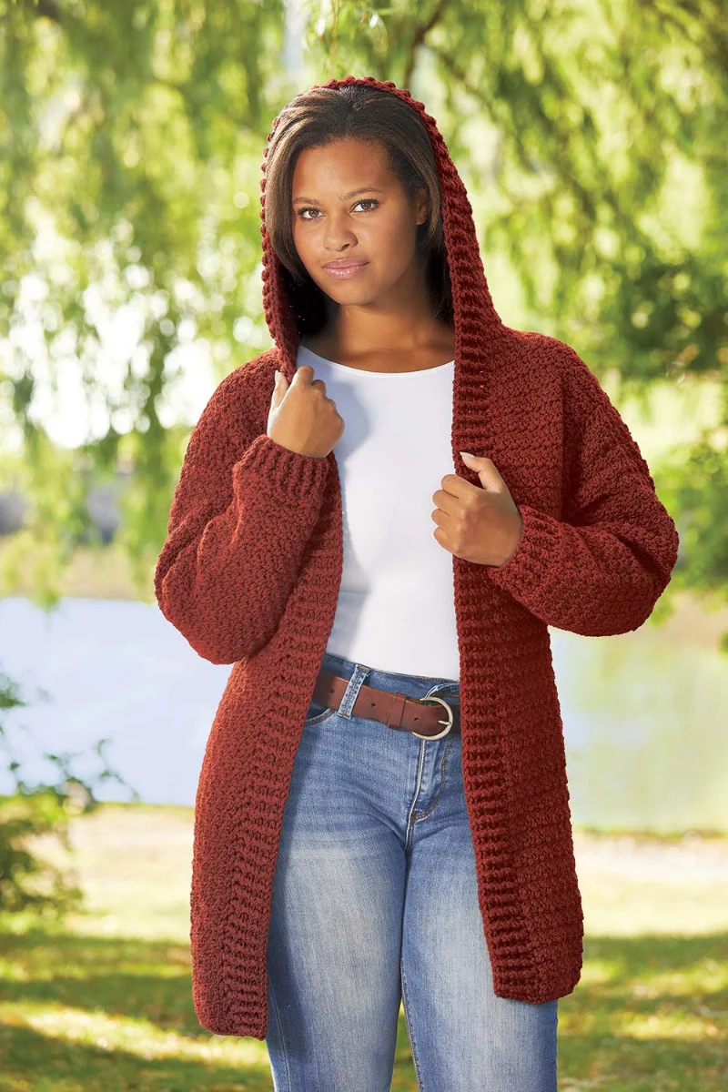 Hooded Crocheted Cardigan – Cozy & Casual | Mary Maxim - Image 7