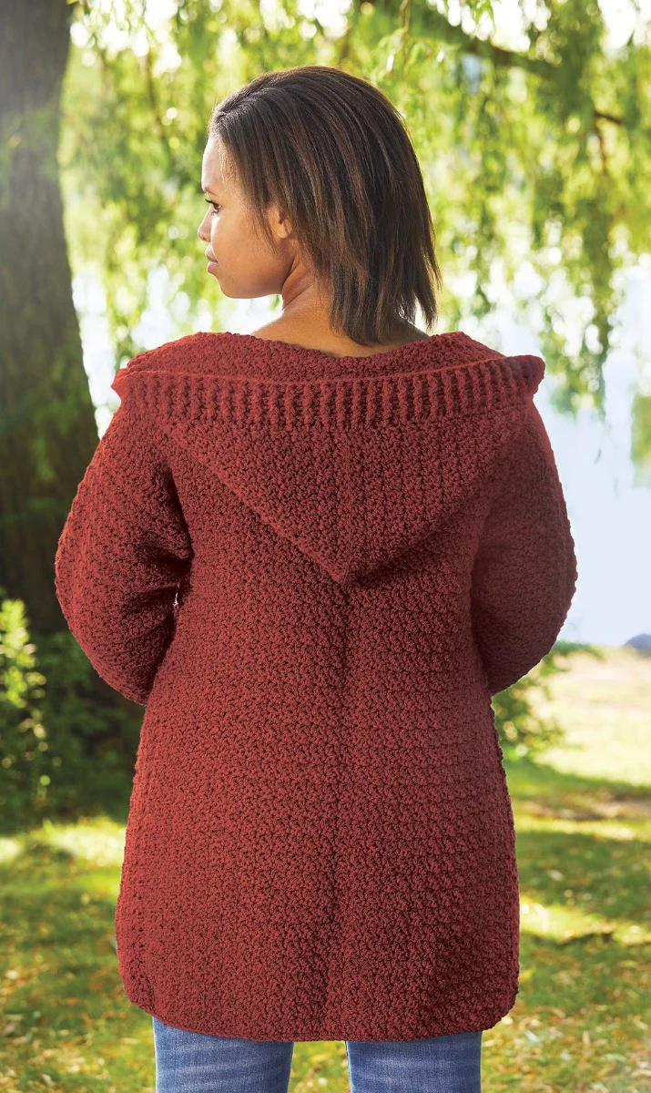 Hooded Crocheted Cardigan – Cozy & Casual | Mary Maxim - Image 8