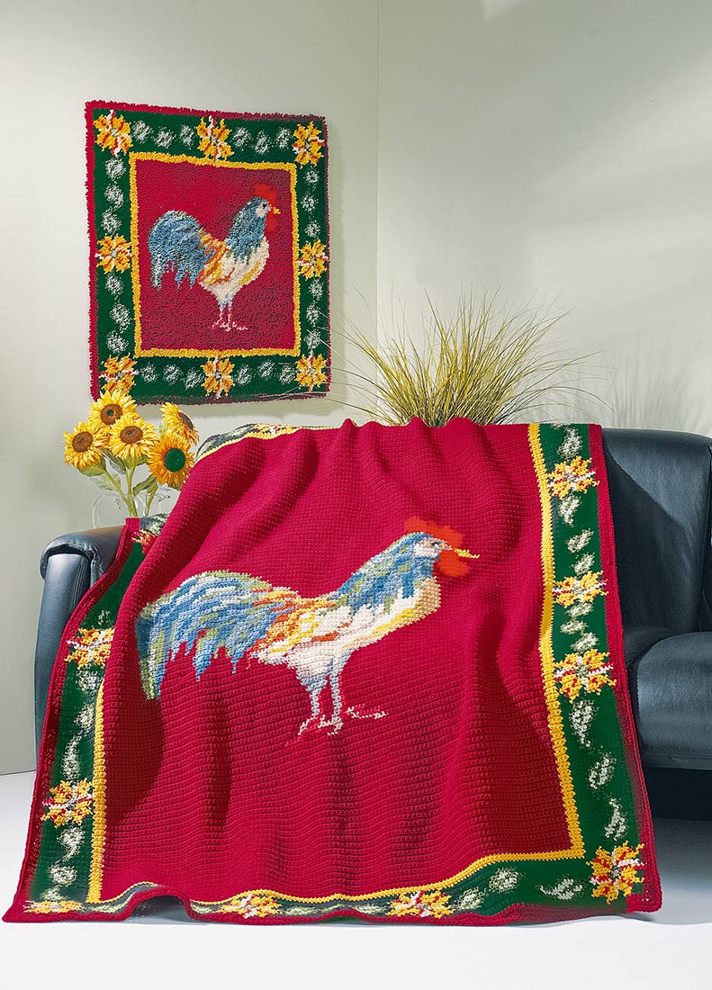 Imperial Rooster Afghan Pattern