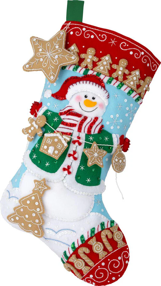 Jolly Gingerbread Snowman Felt Stocking - Image 3