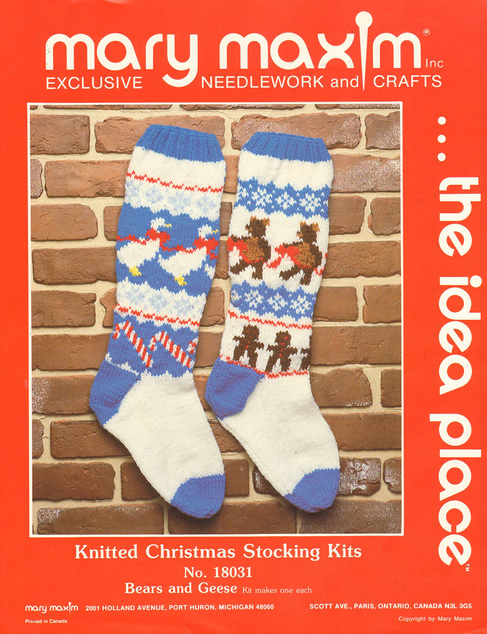 Knitted Christmas Bears & Geese Stocking Pattern - Image 2
