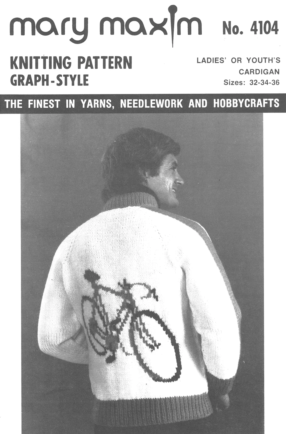 Ladies' or Youth's Cardigan - Bicycle Pattern - Image 3
