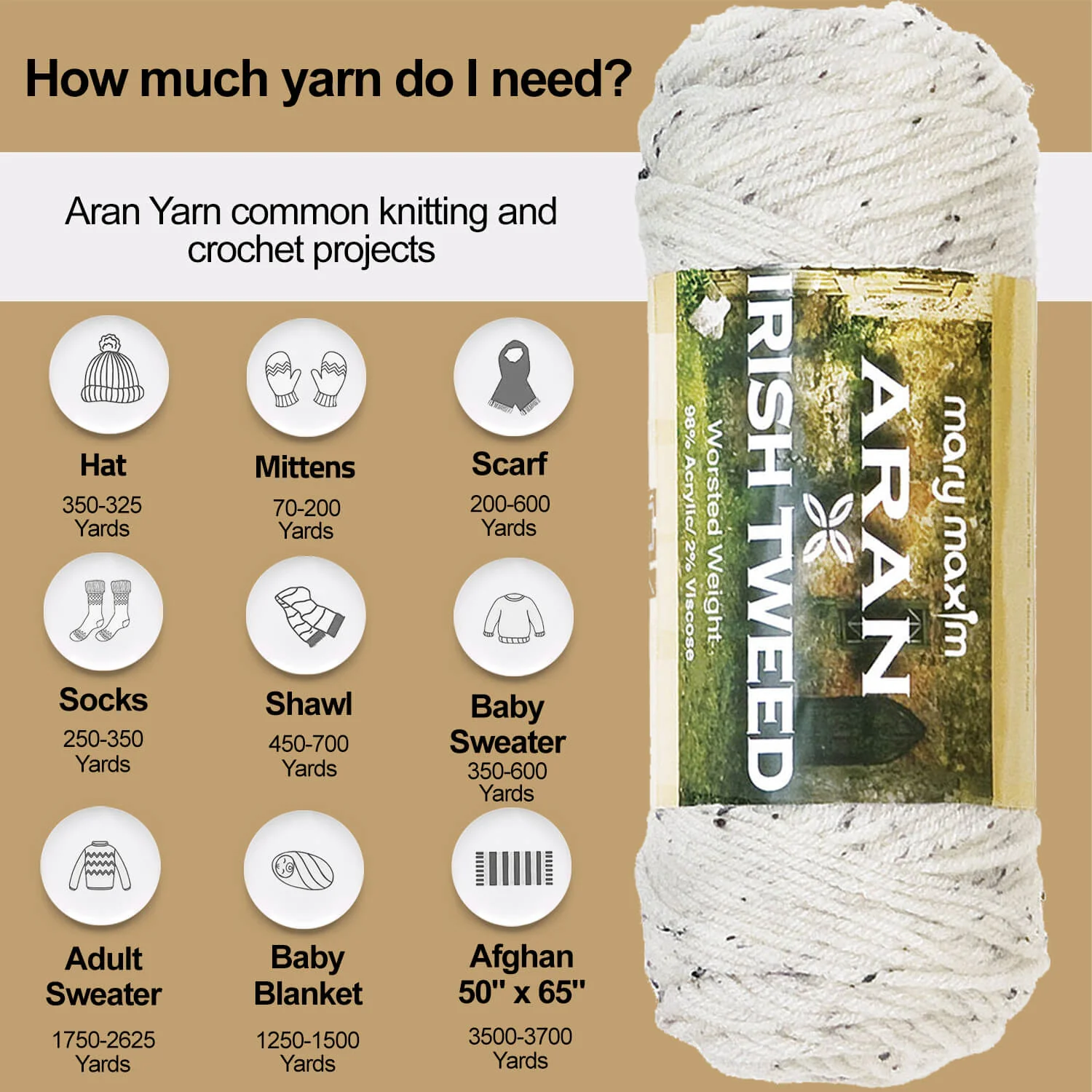 Mary Maxim Aran Irish Tweed Yarn - Image 15