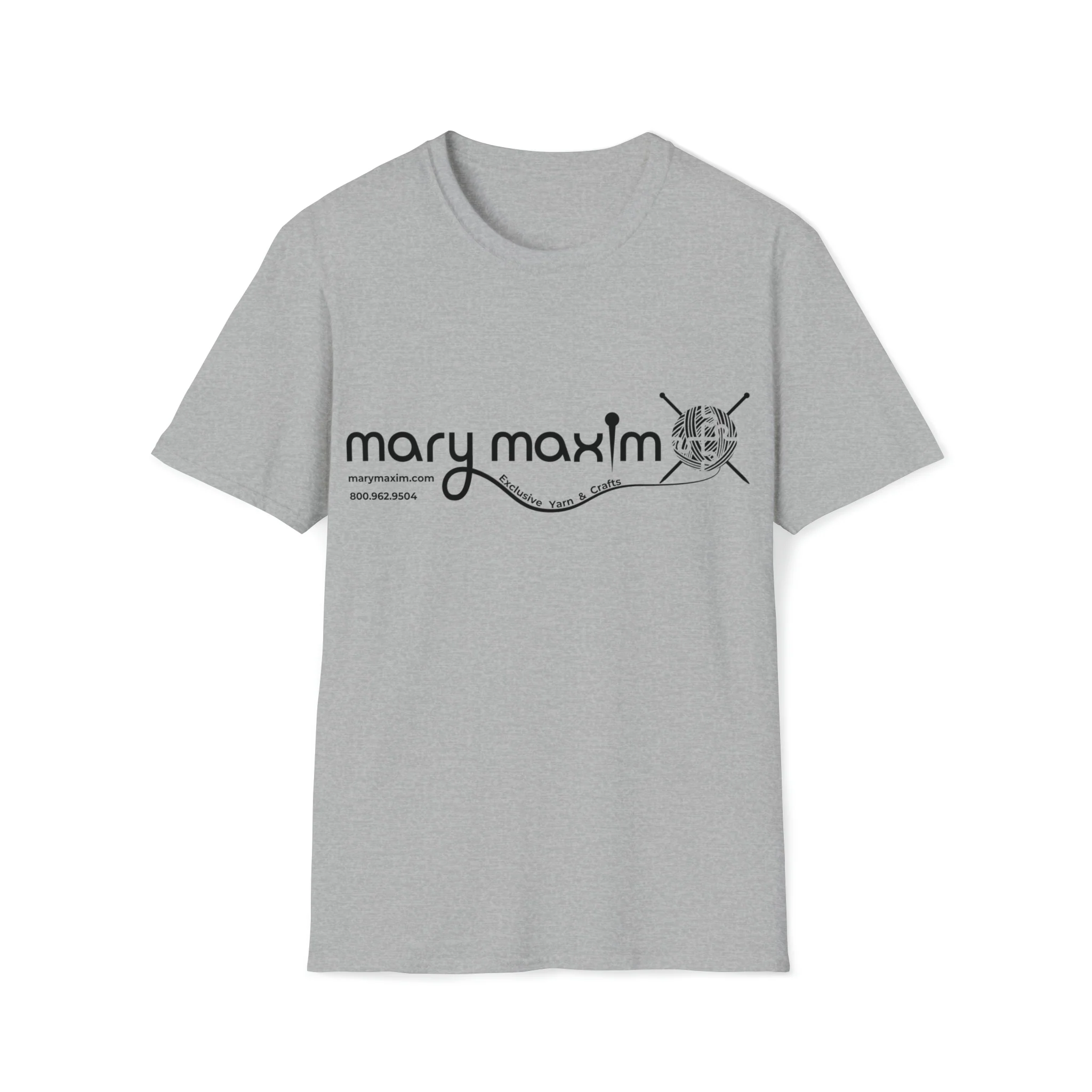 Mary Maxim Front Softstyle T-Shirt - White & Black Logo - Unisex - Image 5
