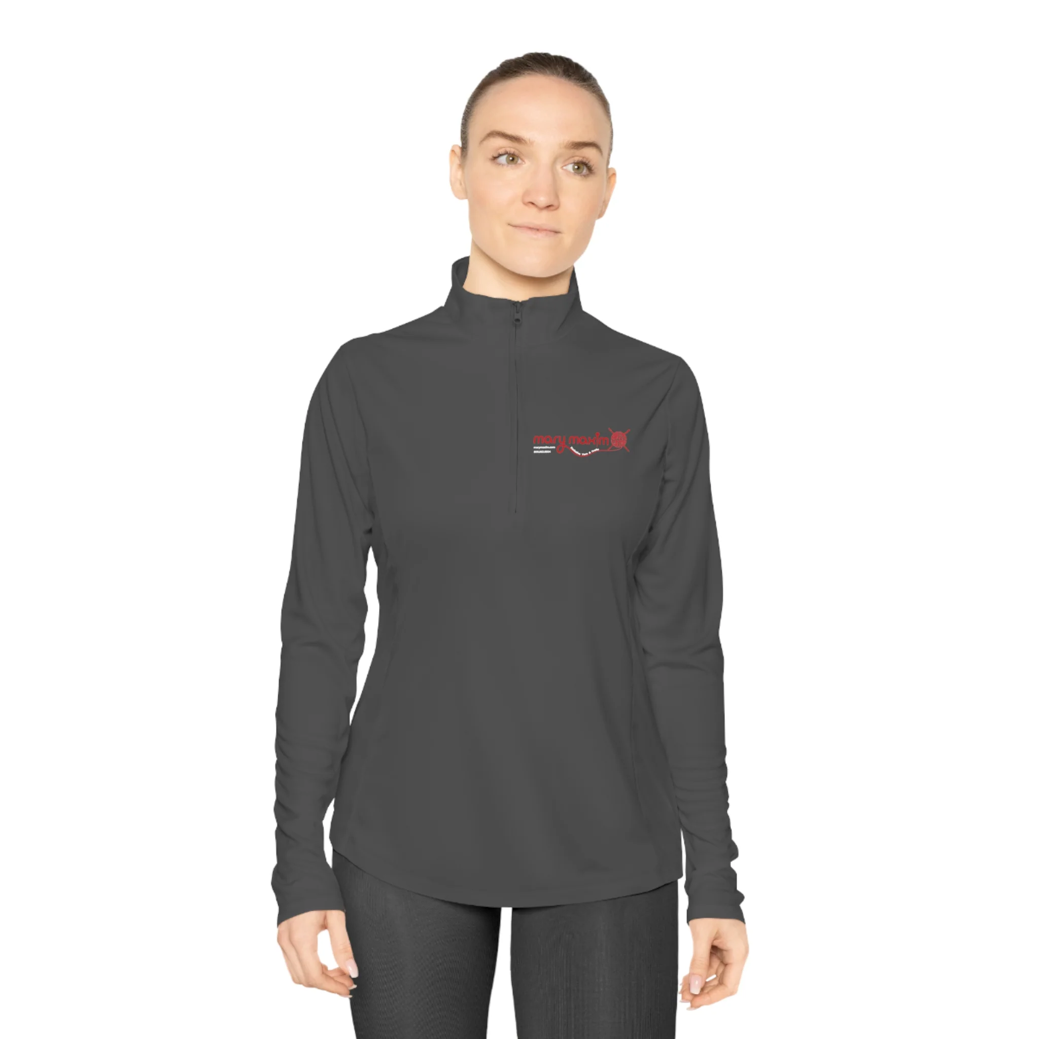 Ladies Mary Maxim Quarter-Zip Pullover - Red Logo - Image 14