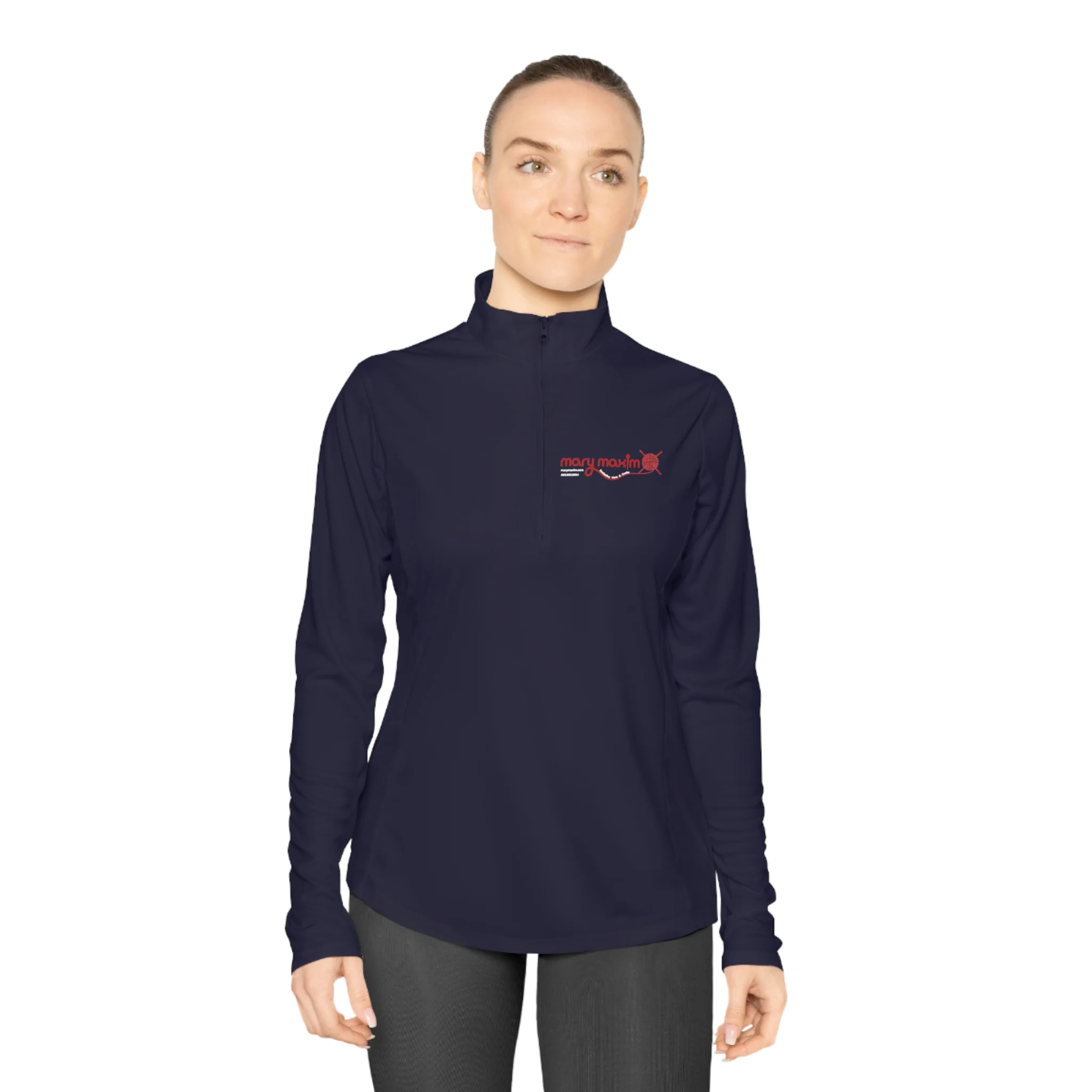 Ladies Mary Maxim Quarter-Zip Pullover - Red Logo - Image 16