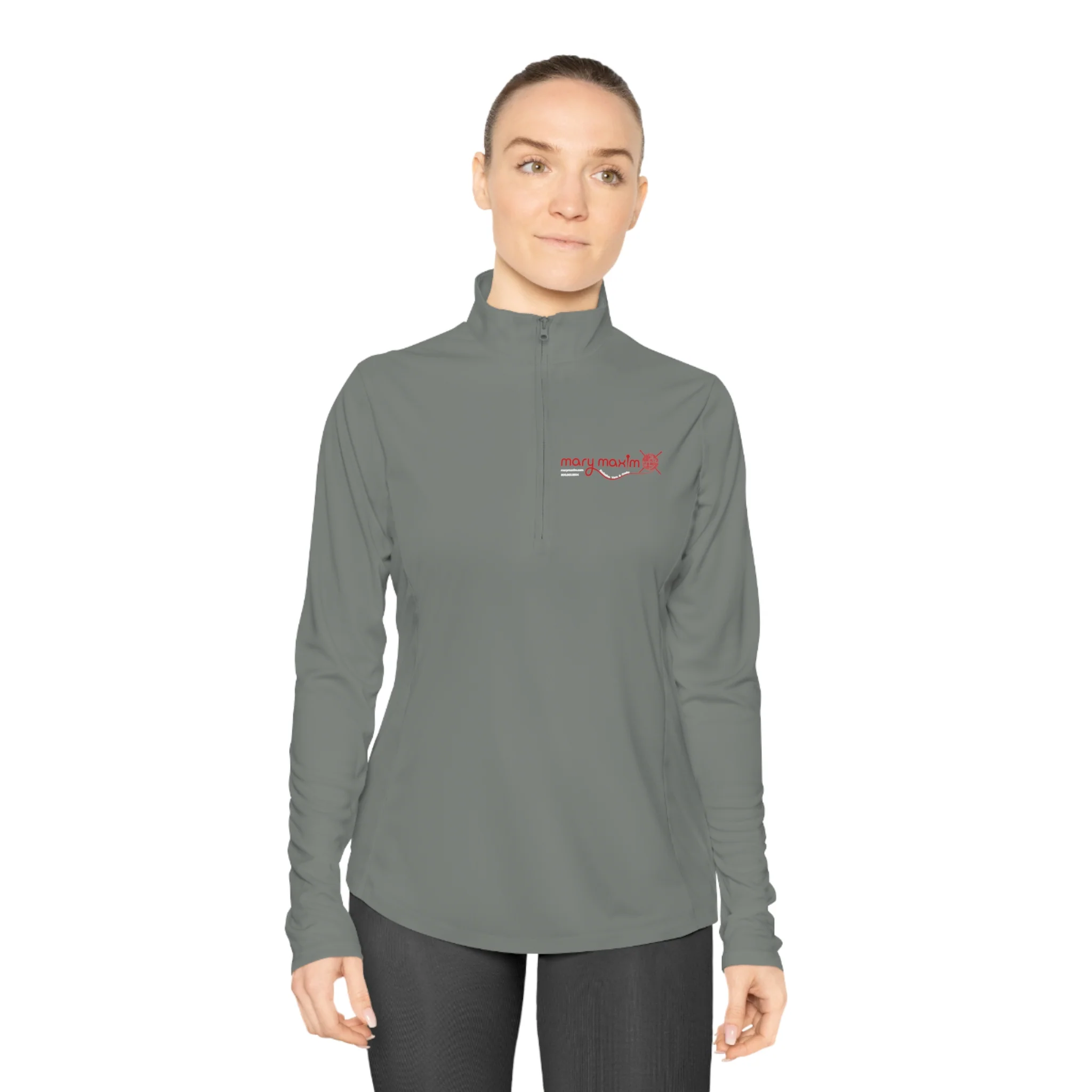 Ladies Mary Maxim Quarter-Zip Pullover - Red Logo - Image 2