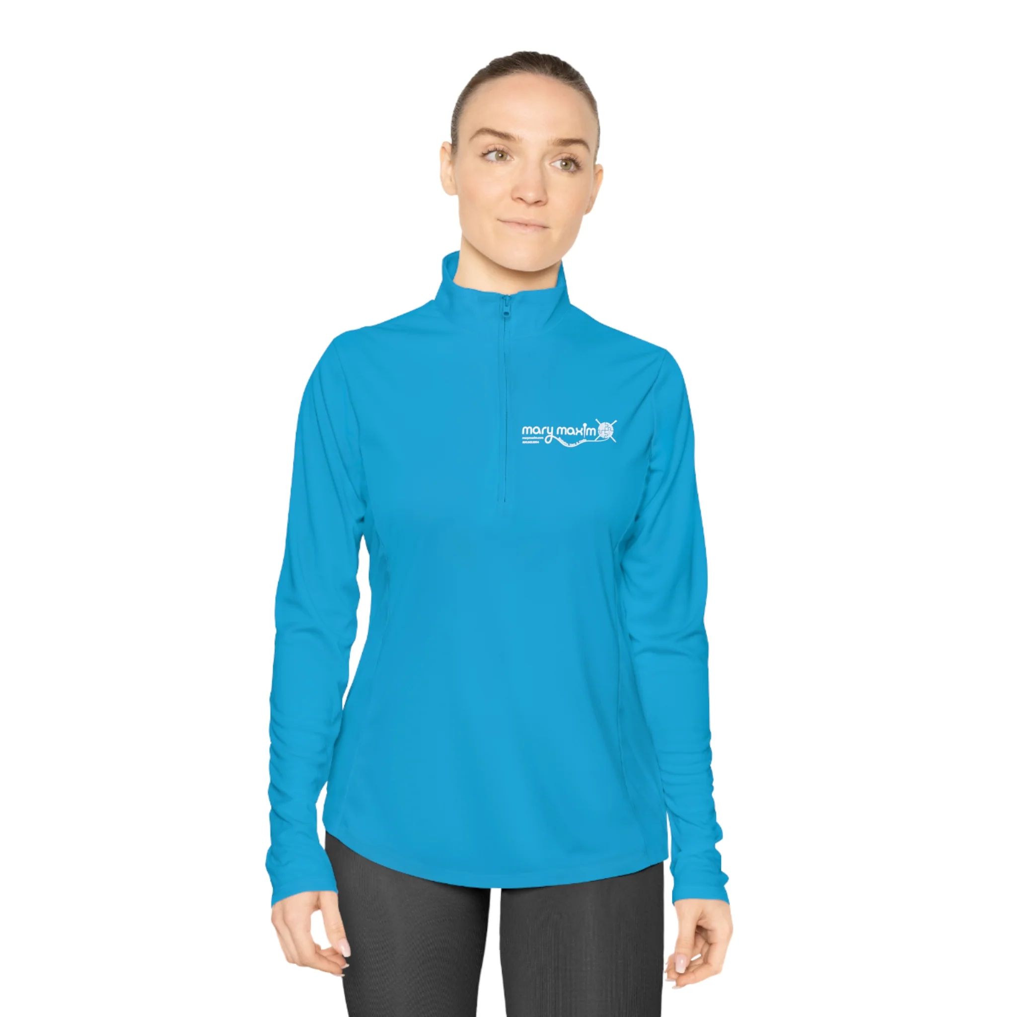 Ladies Mary Maxim Quarter-Zip Pullover - White & Black Logo - Image 13