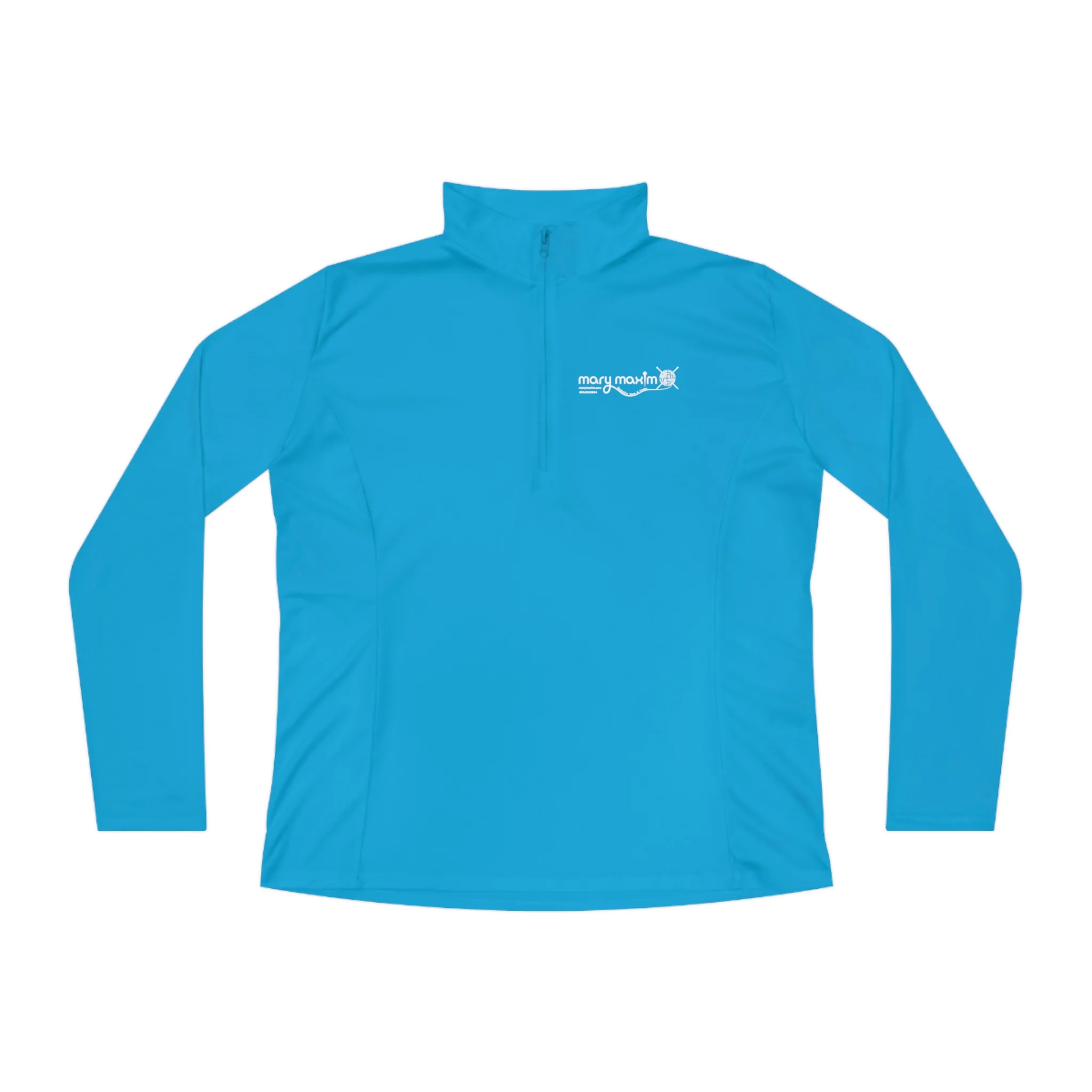 Ladies Mary Maxim Quarter-Zip Pullover - White & Black Logo - Image 4