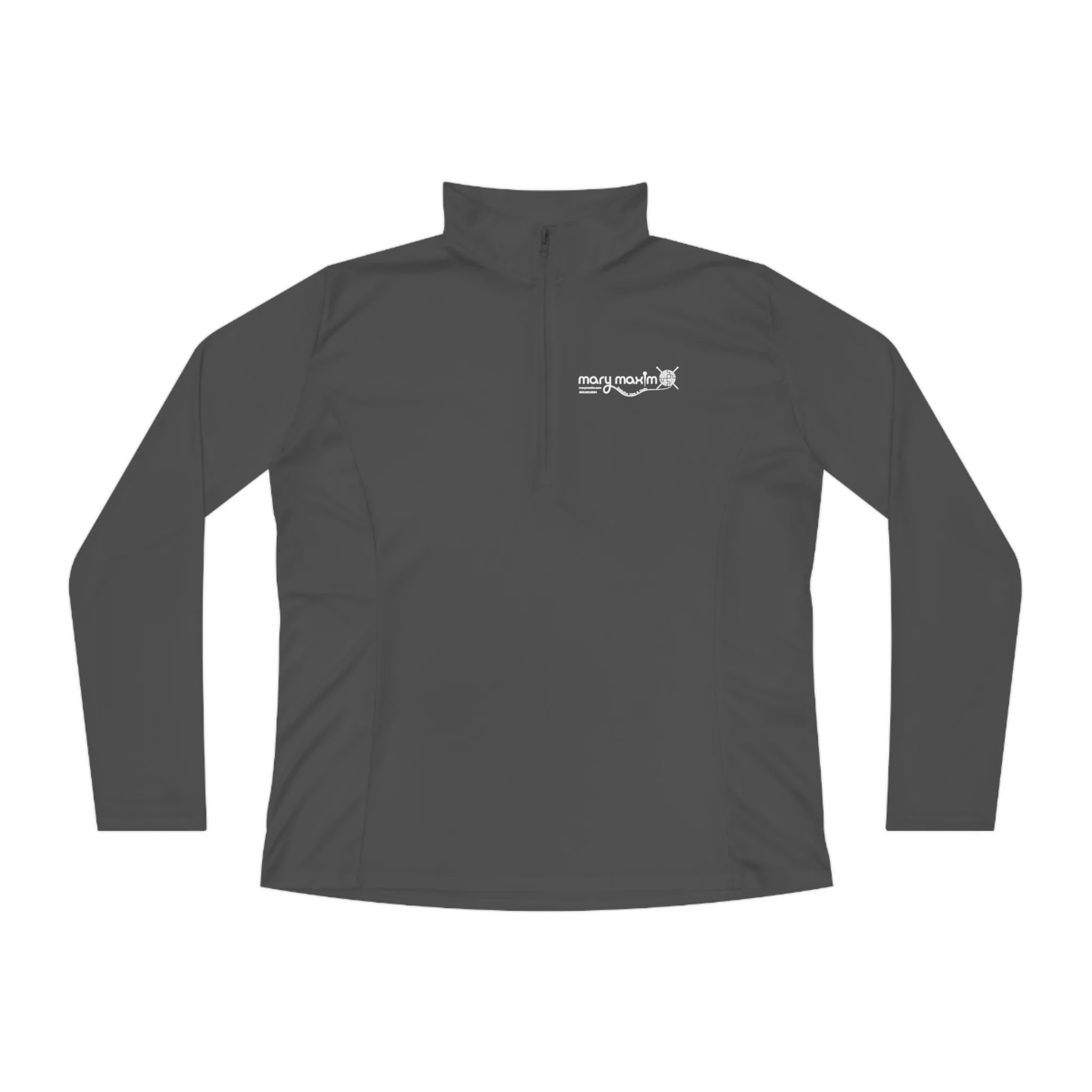 Ladies Mary Maxim Quarter-Zip Pullover - White & Black Logo - Image 5