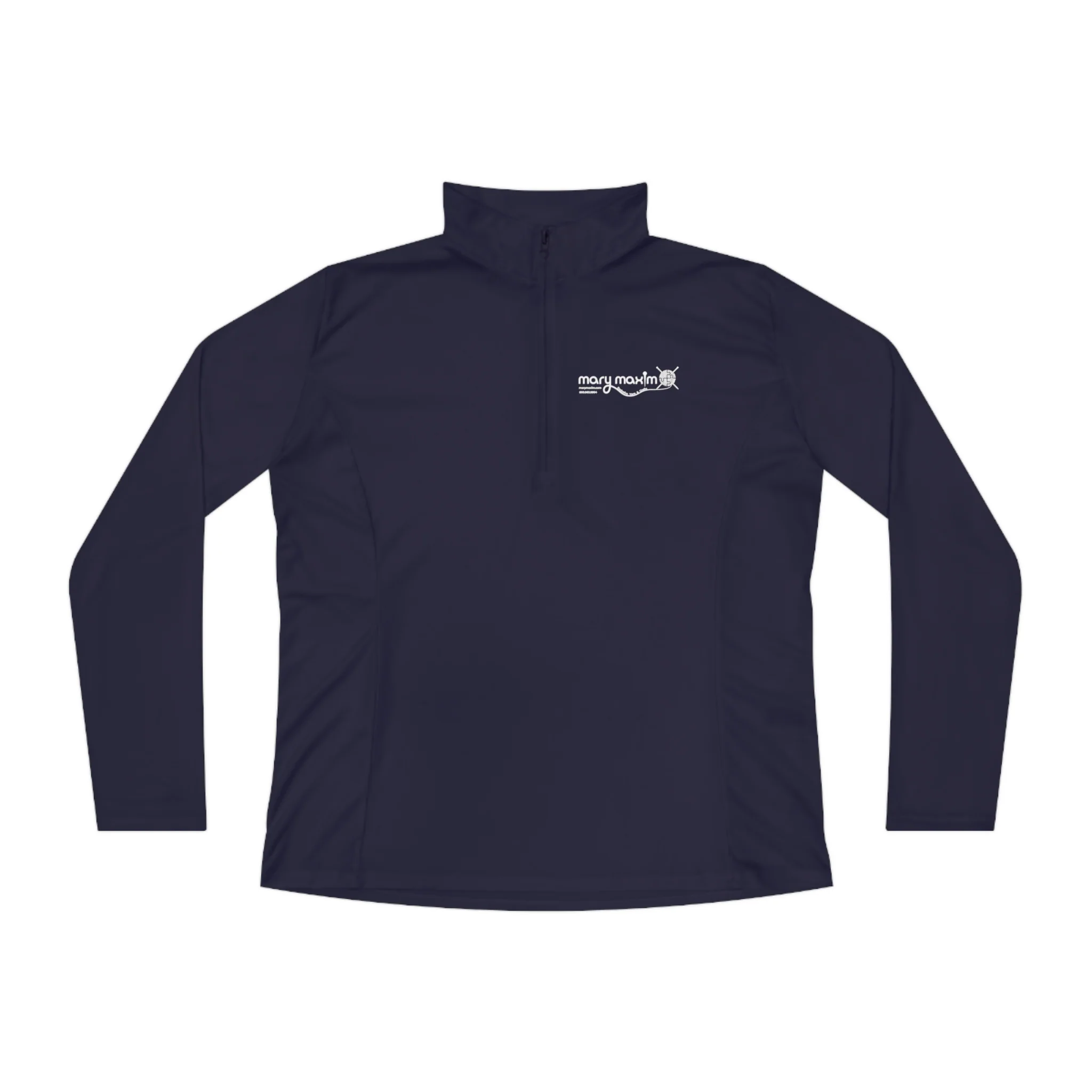 Ladies Mary Maxim Quarter-Zip Pullover - White & Black Logo - Image 6