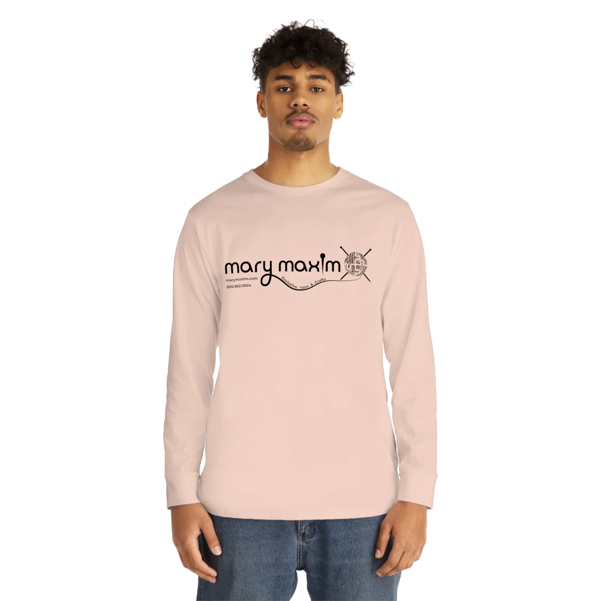 Mary Maxim Long Sleeve Tee - White & Black Logo - Unisex - Image 17