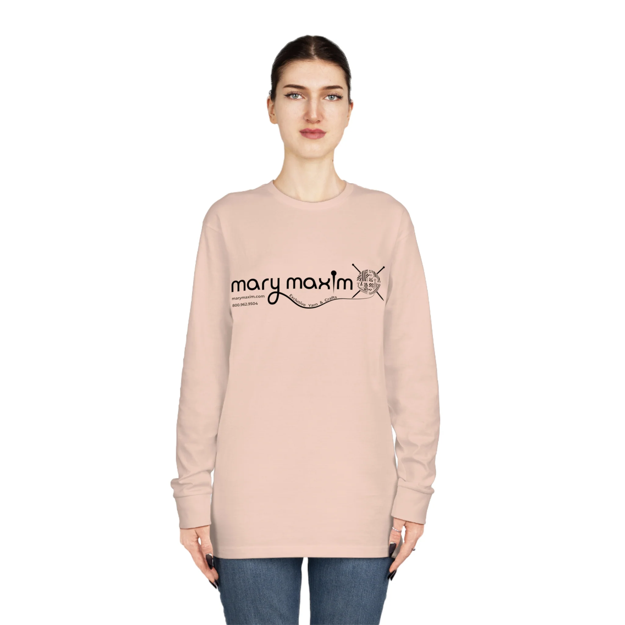 Mary Maxim Long Sleeve Tee - White & Black Logo - Unisex - Image 18