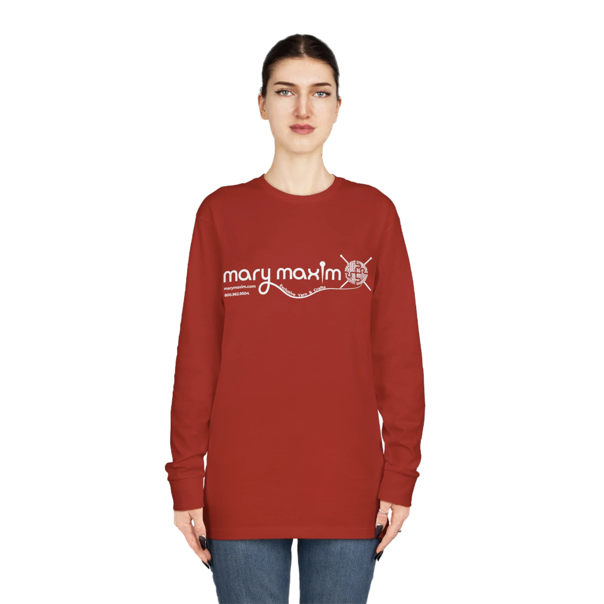 Mary Maxim Long Sleeve Tee - White & Black Logo - Unisex - Image 21