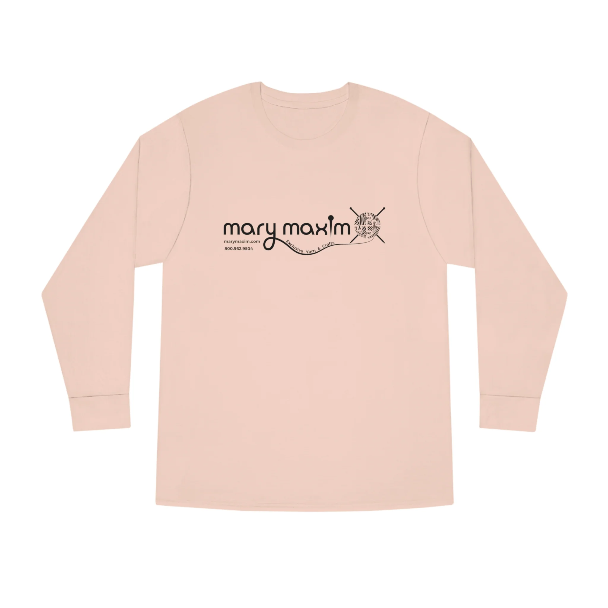 Mary Maxim Long Sleeve Tee - White & Black Logo - Unisex - Image 5