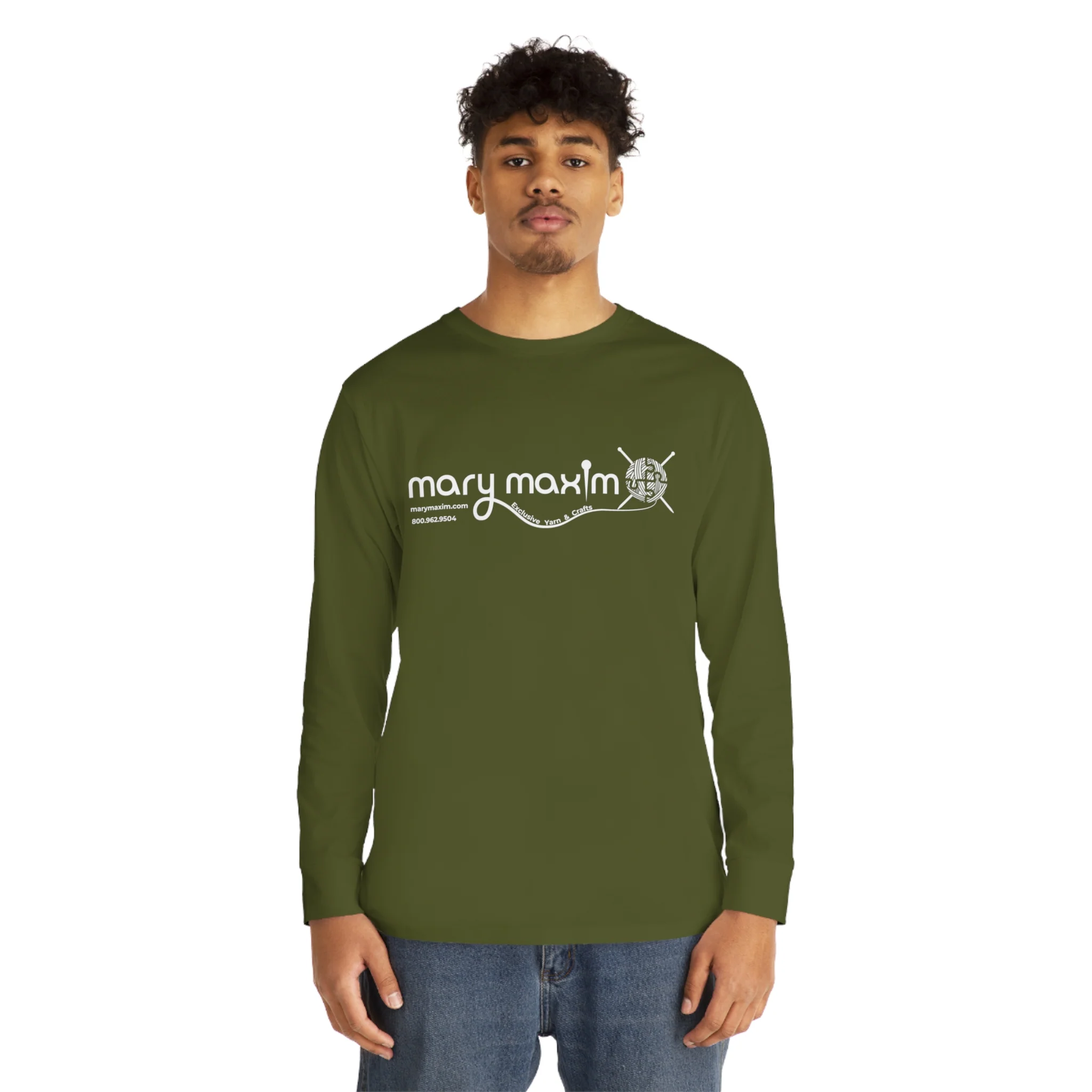 Mary Maxim Long Sleeve Tee - White & Black Logo - Unisex - Image 9