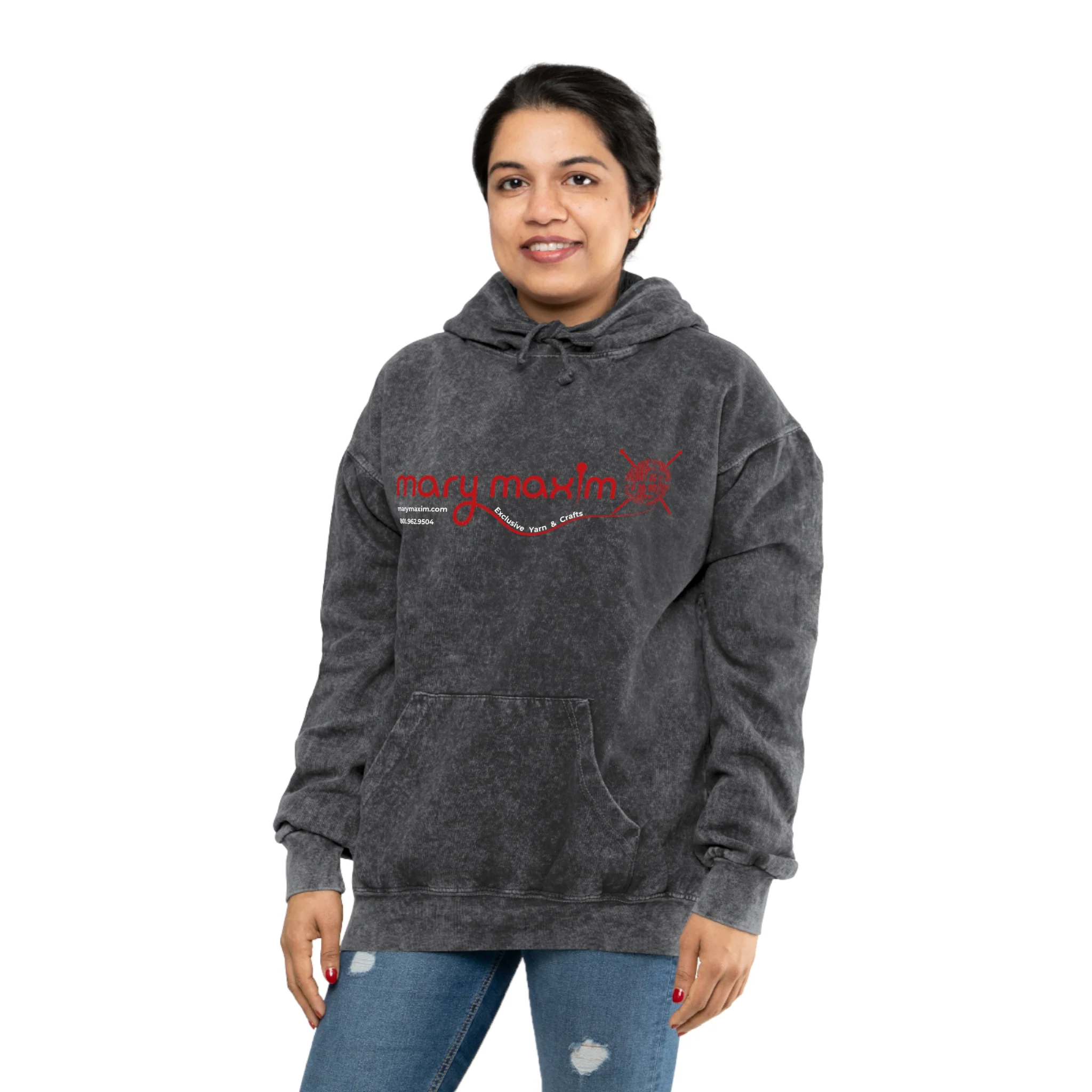 Mary Maxim Mineral Wash Hoodie - Red Logo - Unisex - Image 2