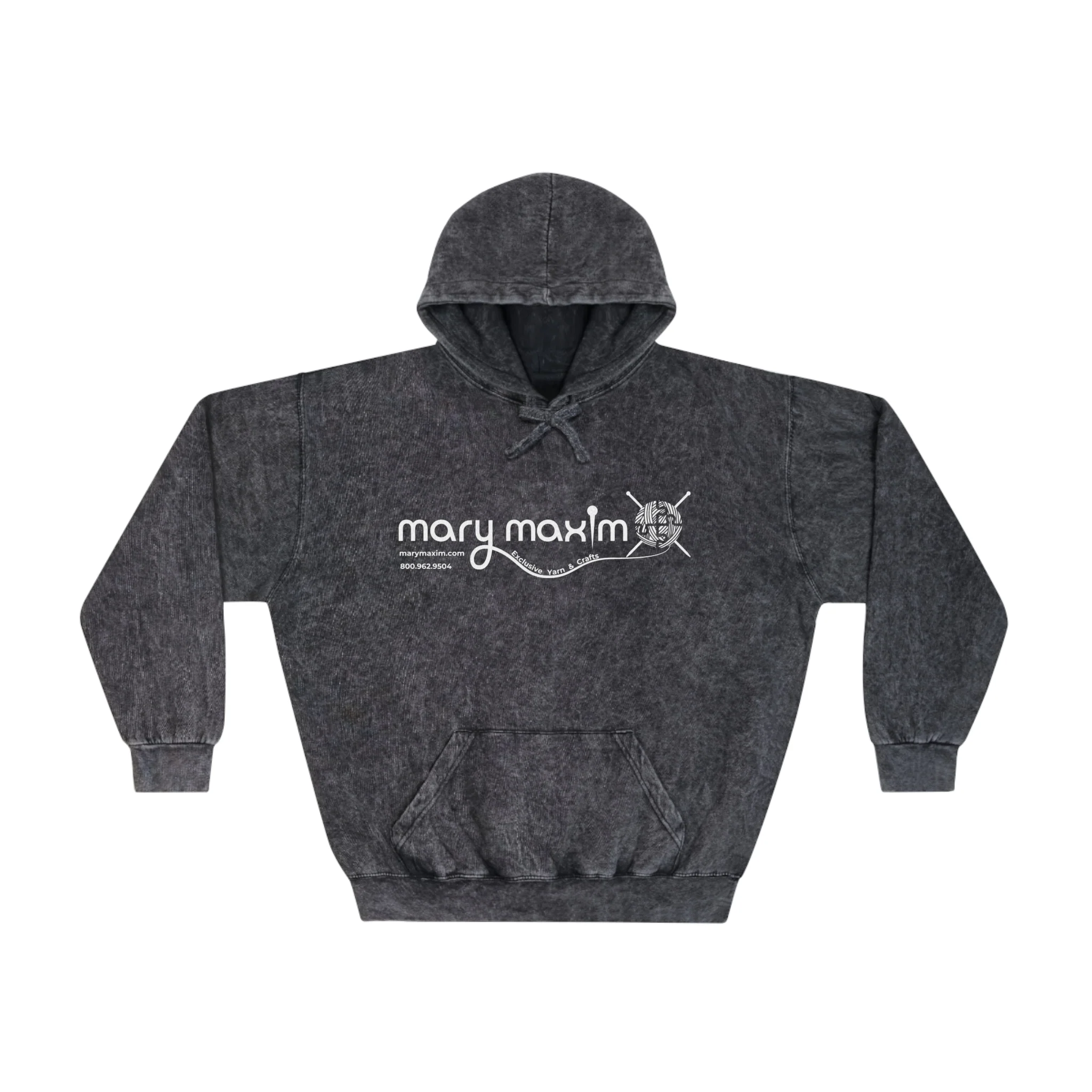 Mary Maxim Mineral Wash Hoodie - White Logo - Unisex - Image 2