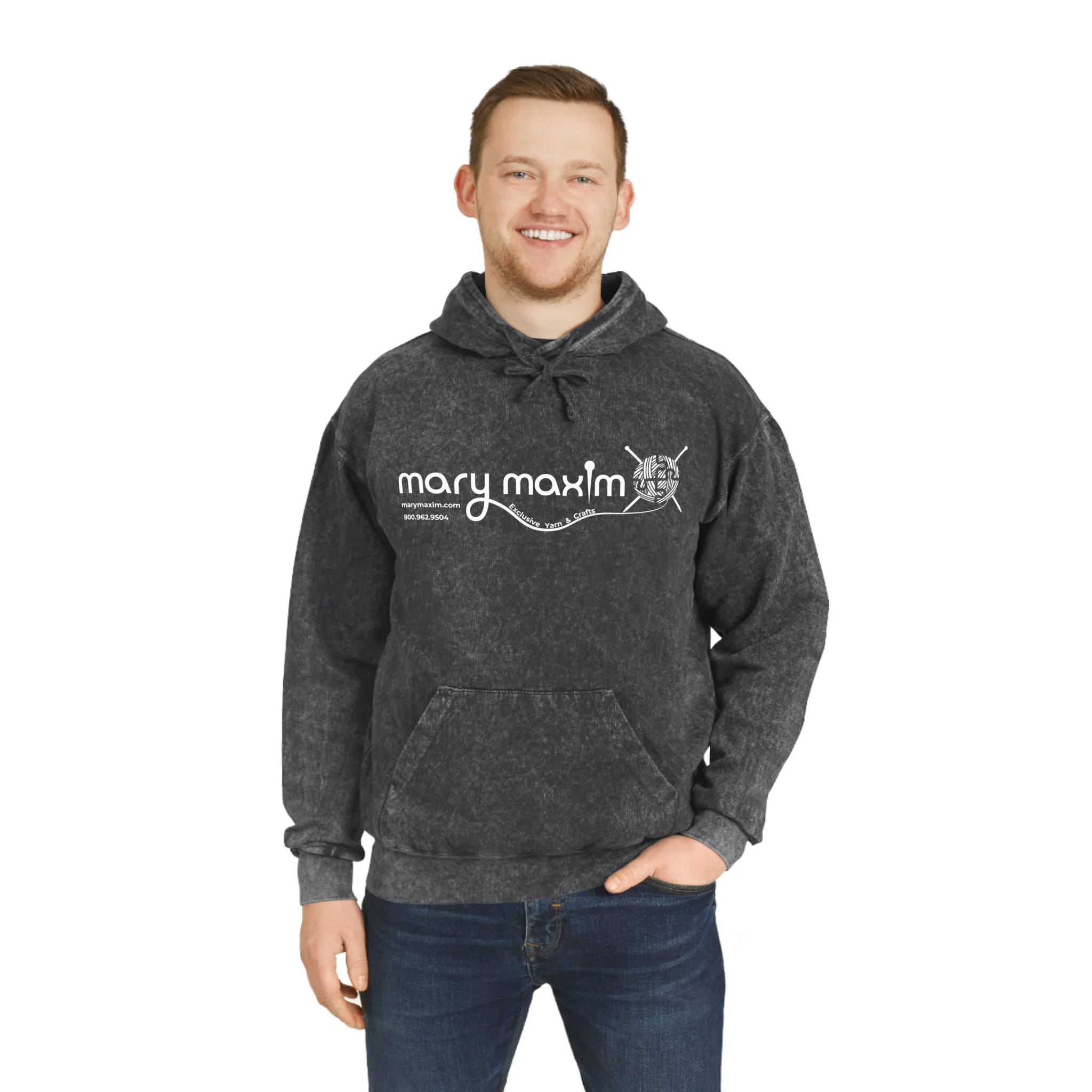Mary Maxim Mineral Wash Hoodie - White Logo - Unisex - Image 5