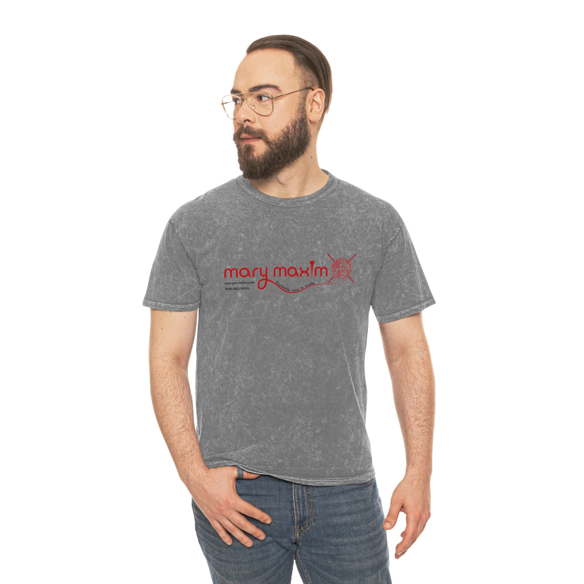 Mary Maxim Mineral Wash T-Shirt - Red Logo -  Unisex - Image 10