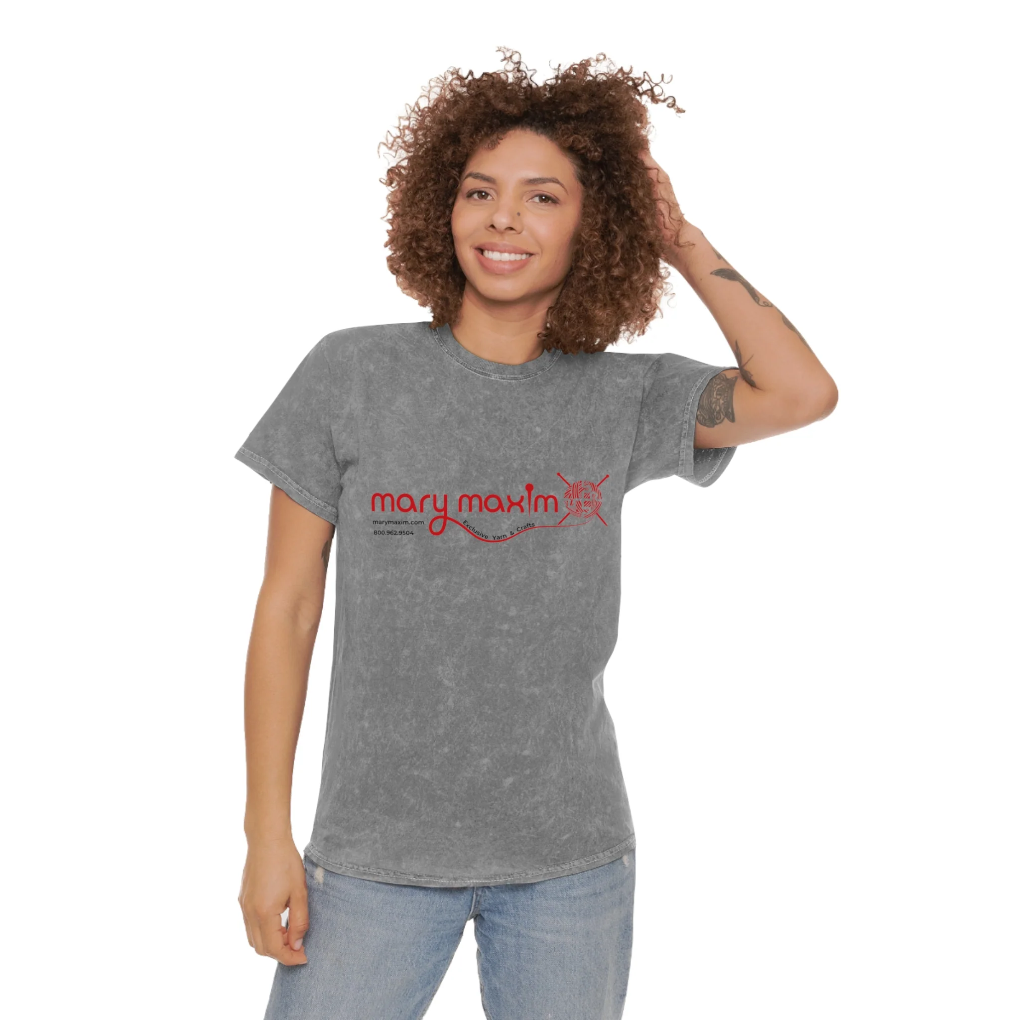Mary Maxim Mineral Wash T-Shirt - Red Logo -  Unisex - Image 2