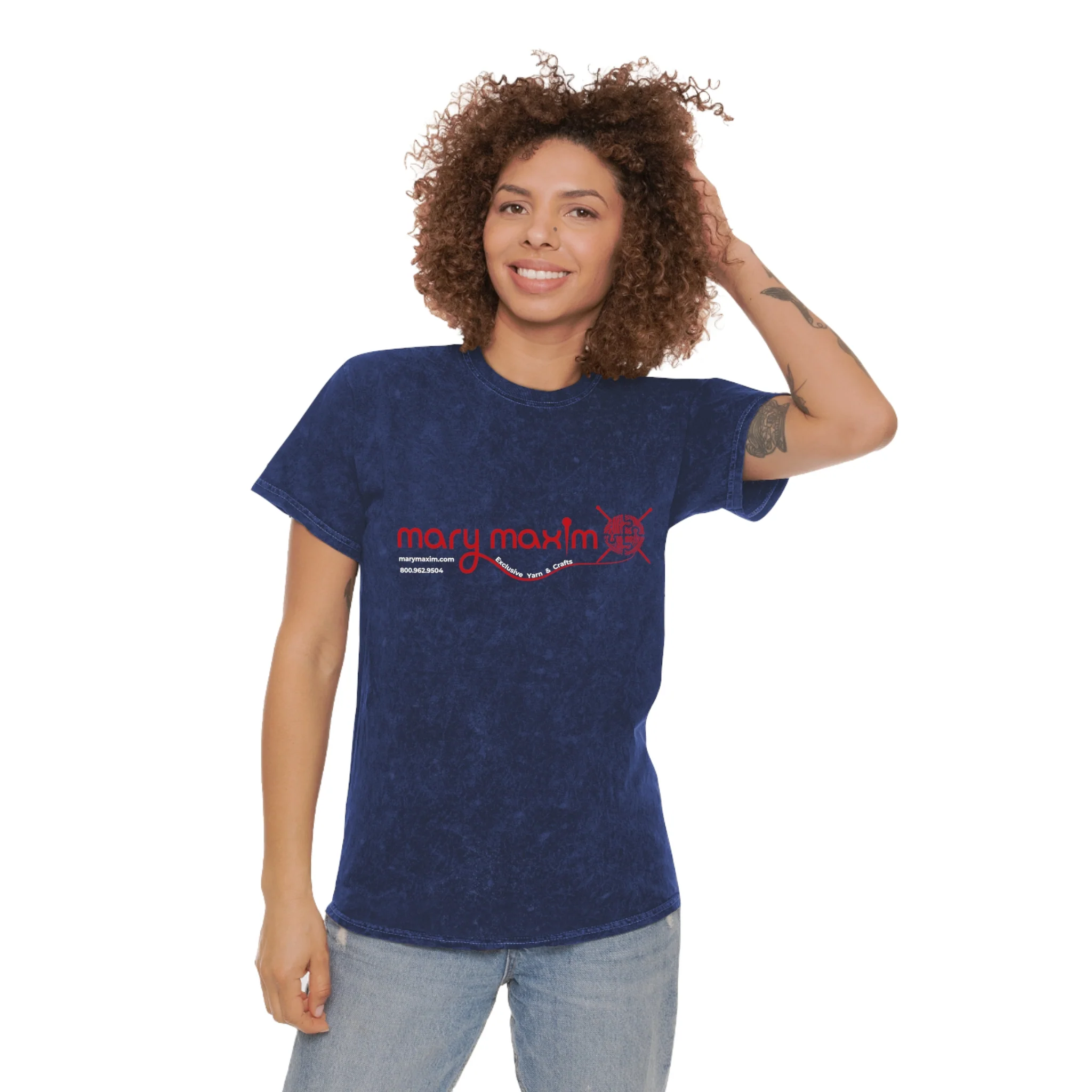 Mary Maxim Mineral Wash T-Shirt - Red Logo -  Unisex - Image 3