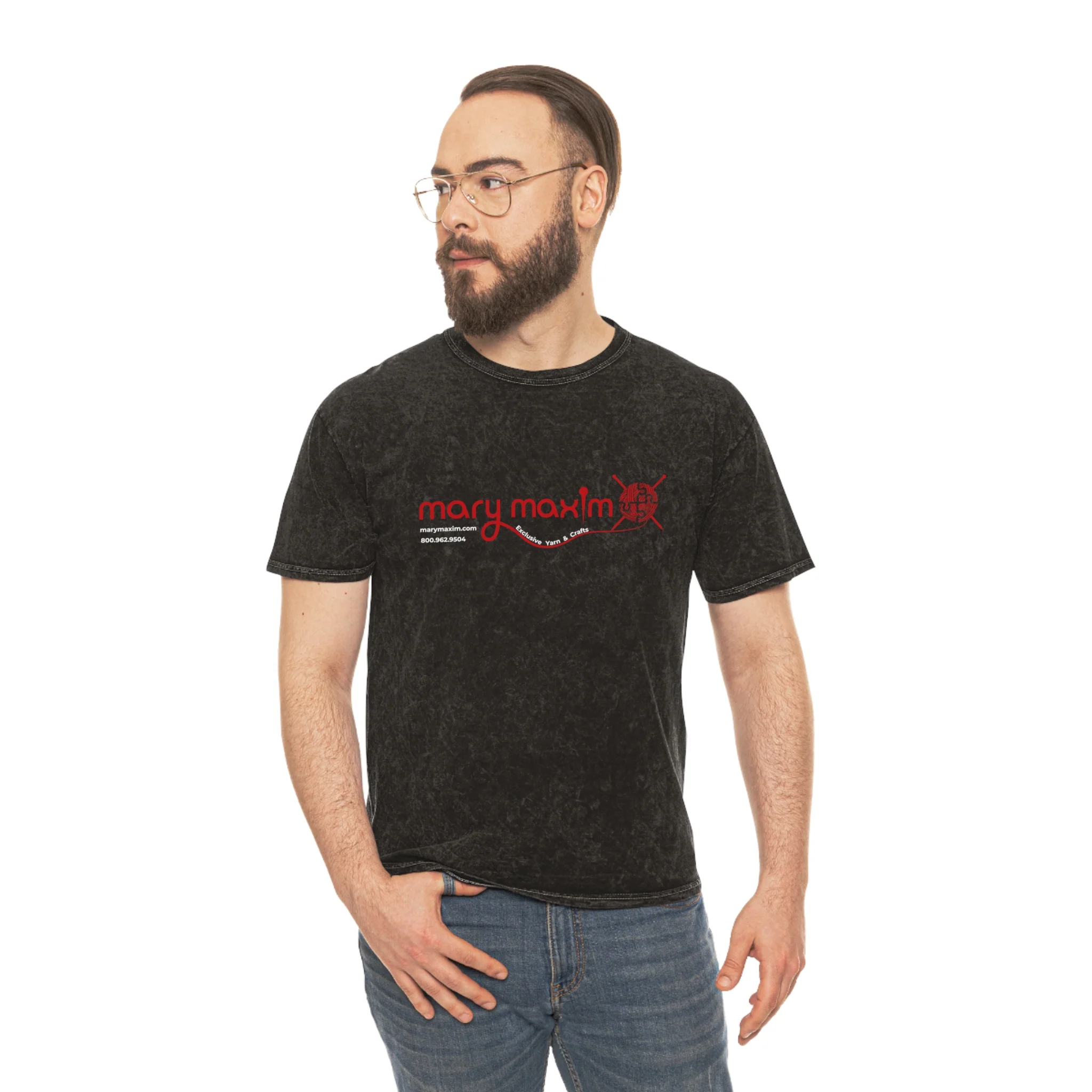 Mary Maxim Mineral Wash T-Shirt - Red Logo -  Unisex - Image 7