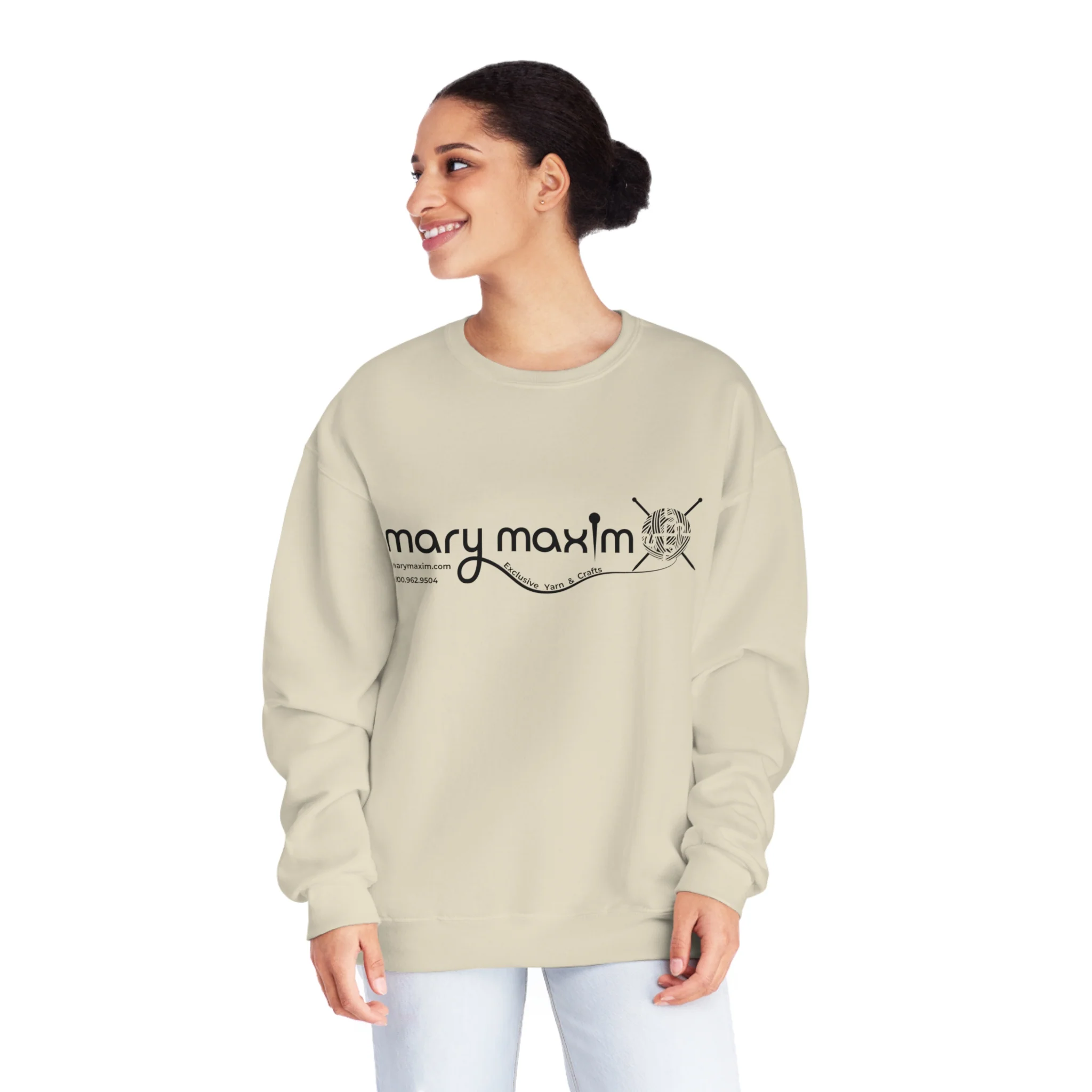 Mary Maxim Crewneck Sweatshirt - White & Black Logo - Unisex - Image 51
