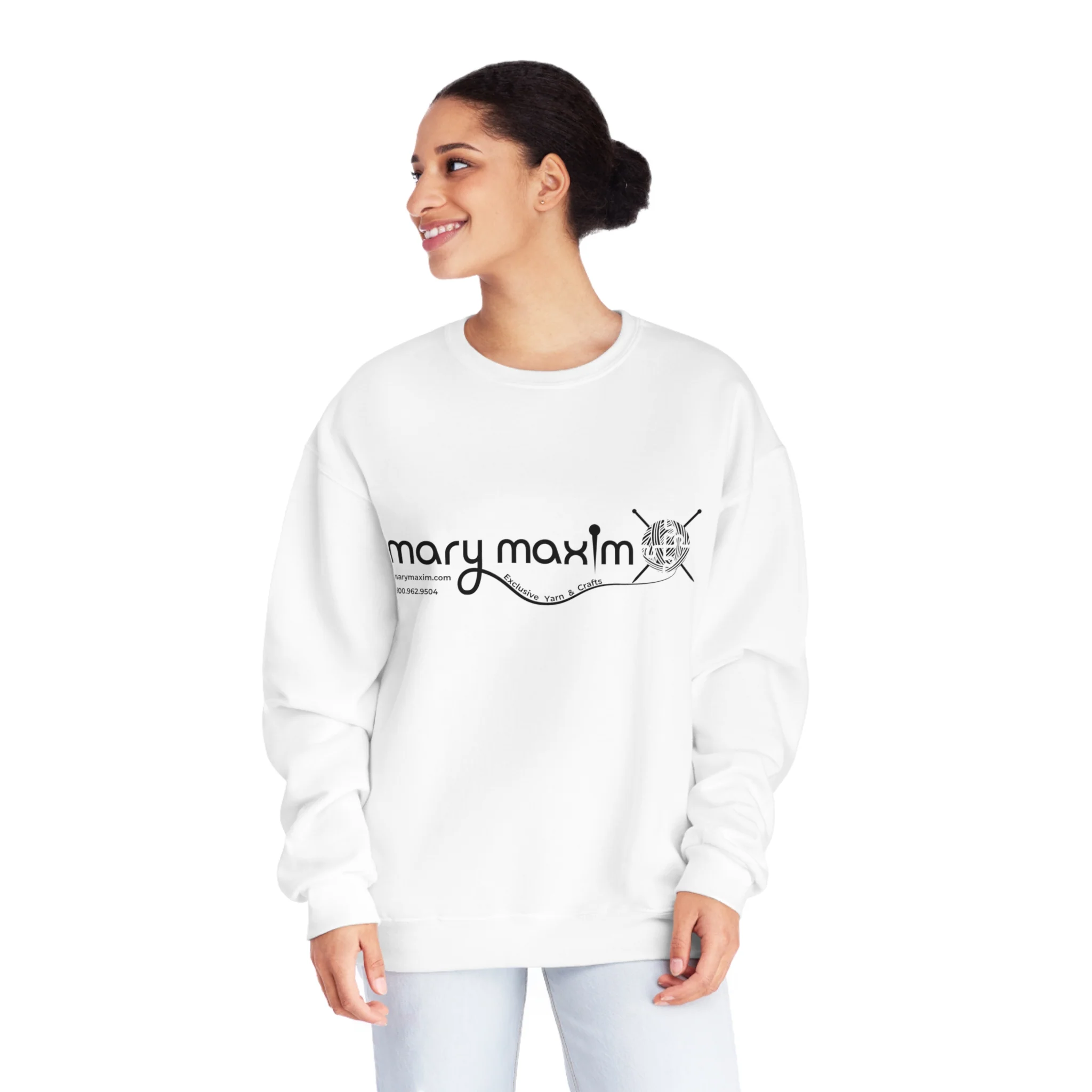 Mary Maxim Crewneck Sweatshirt - White & Black Logo - Unisex - Image 57
