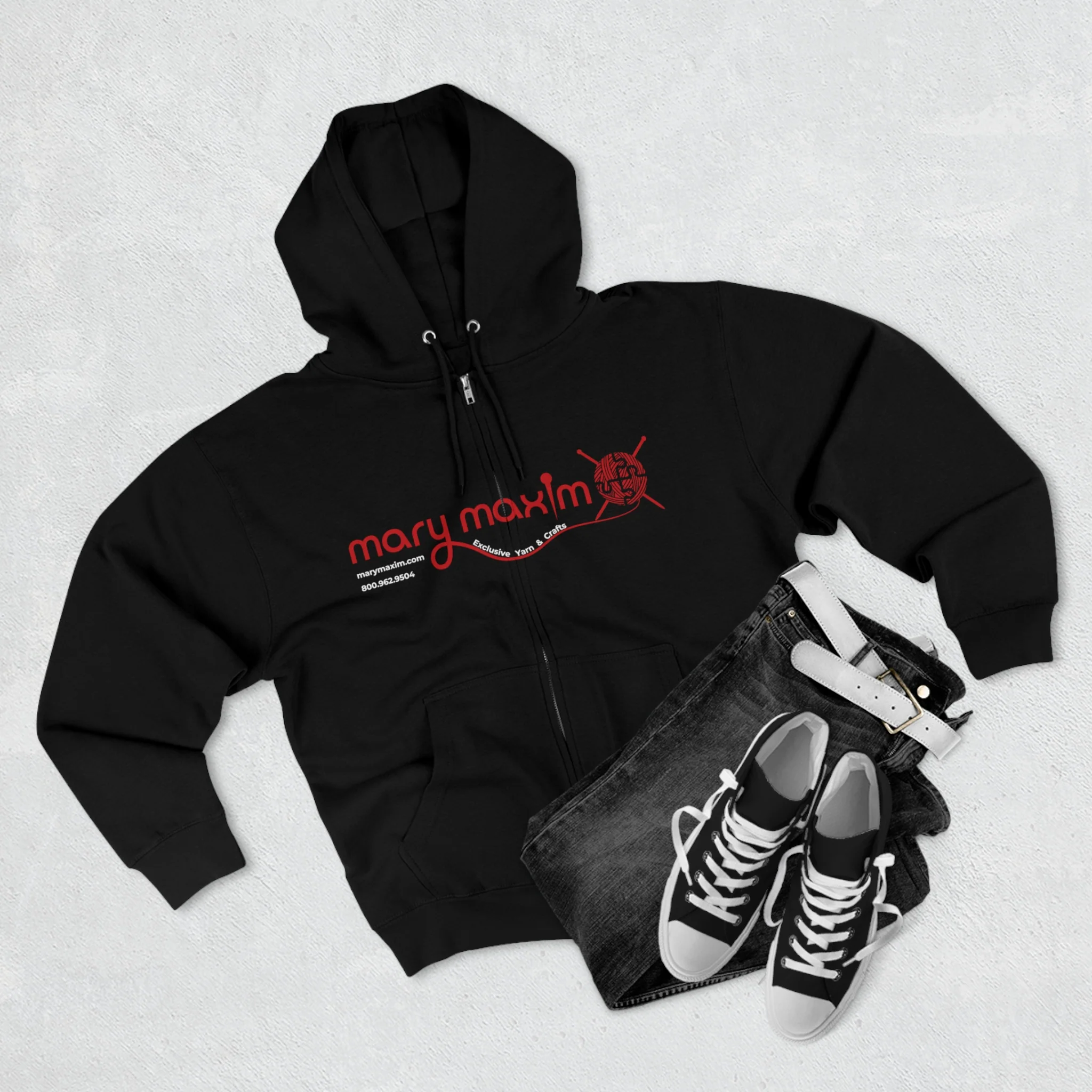 Mary Maxim Full Zip Hoodie - Red Logo - Unisex - Image 10