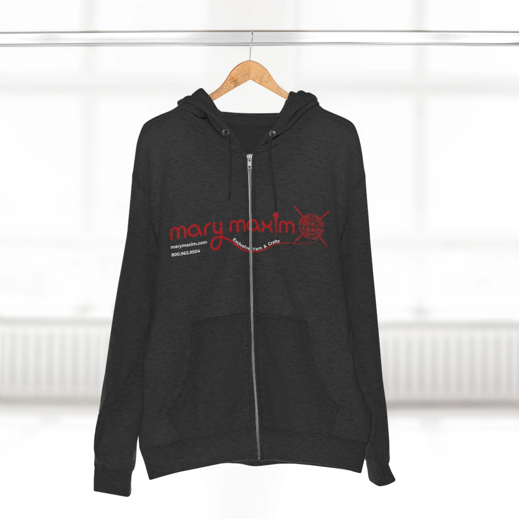 Mary Maxim Full Zip Hoodie - Red Logo - Unisex - Image 13