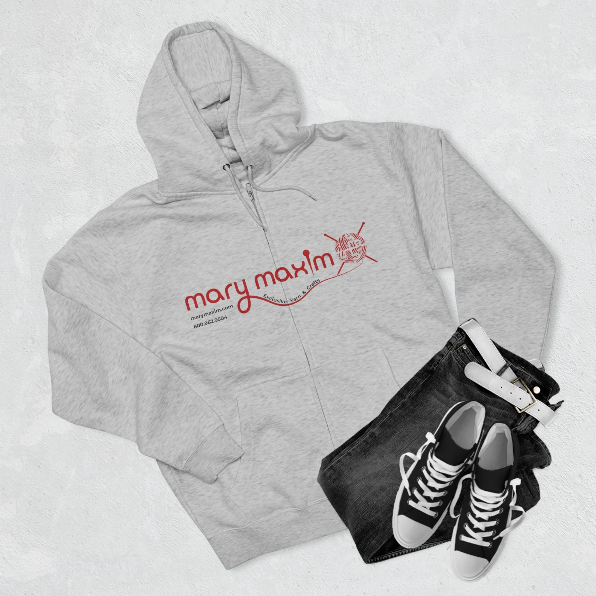 Mary Maxim Full Zip Hoodie - Red Logo - Unisex - Image 15