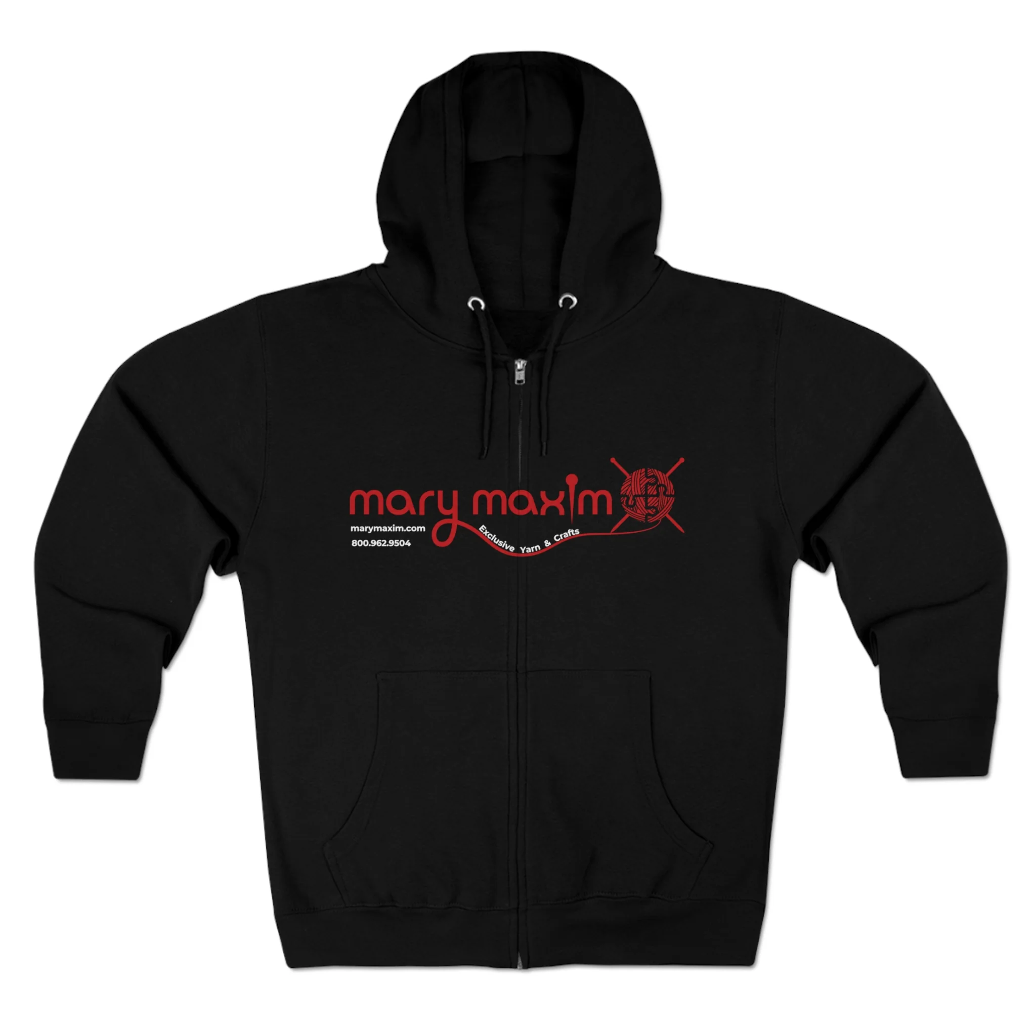 Mary Maxim Full Zip Hoodie - Red Logo - Unisex - Image 3