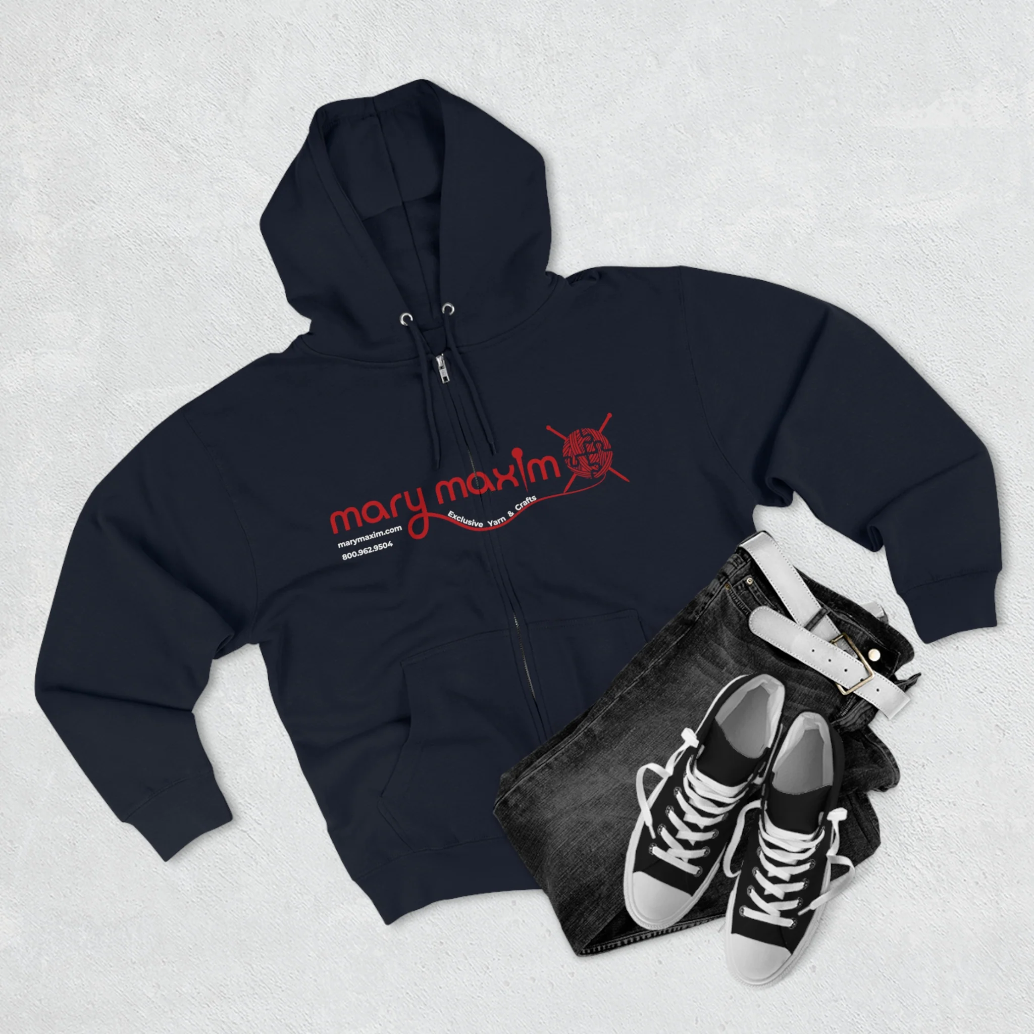 Mary Maxim Full Zip Hoodie - Red Logo - Unisex - Image 8